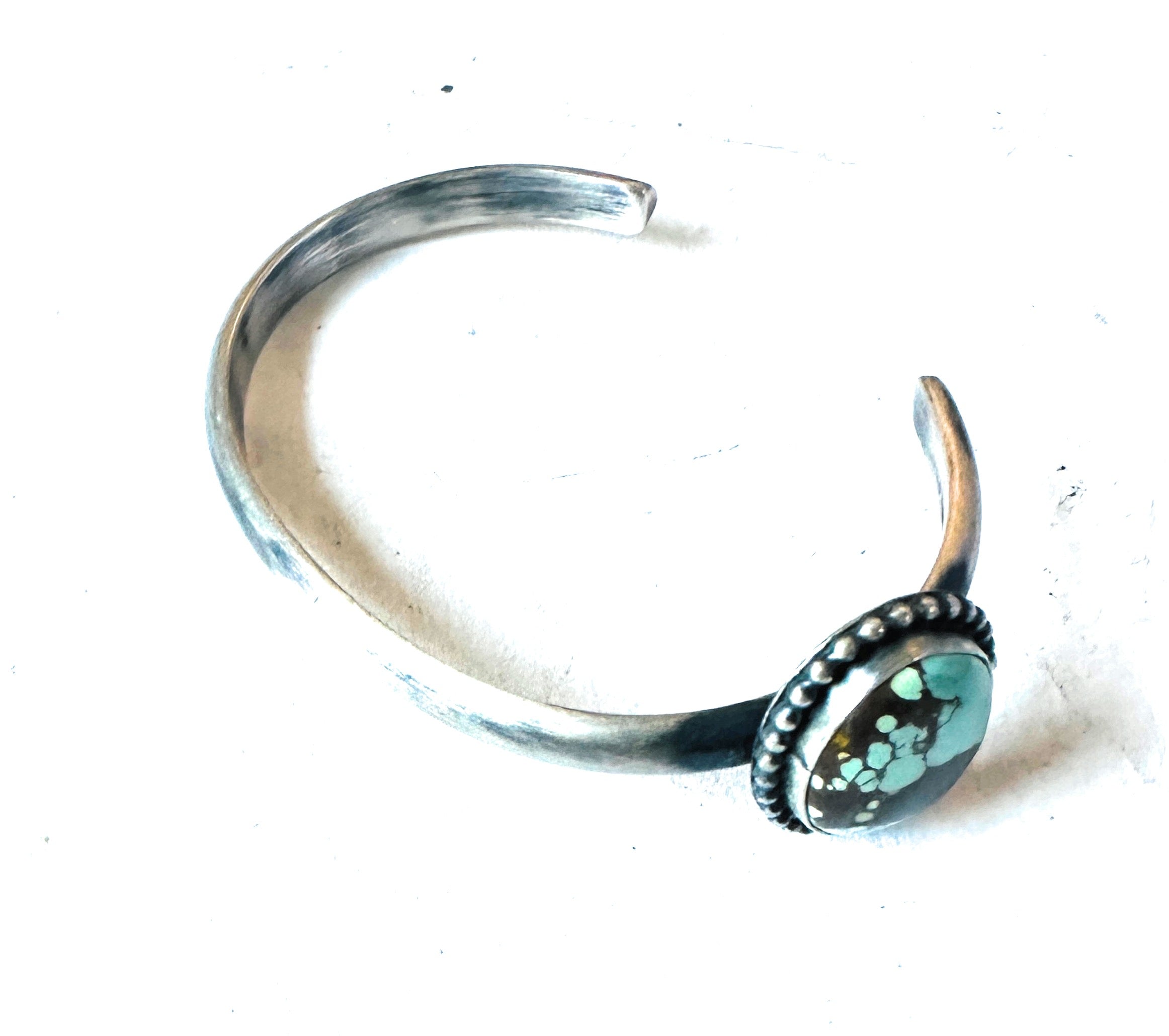 Navajo Sterling Silver & Number 8 Turquoise Cuff Bracelet