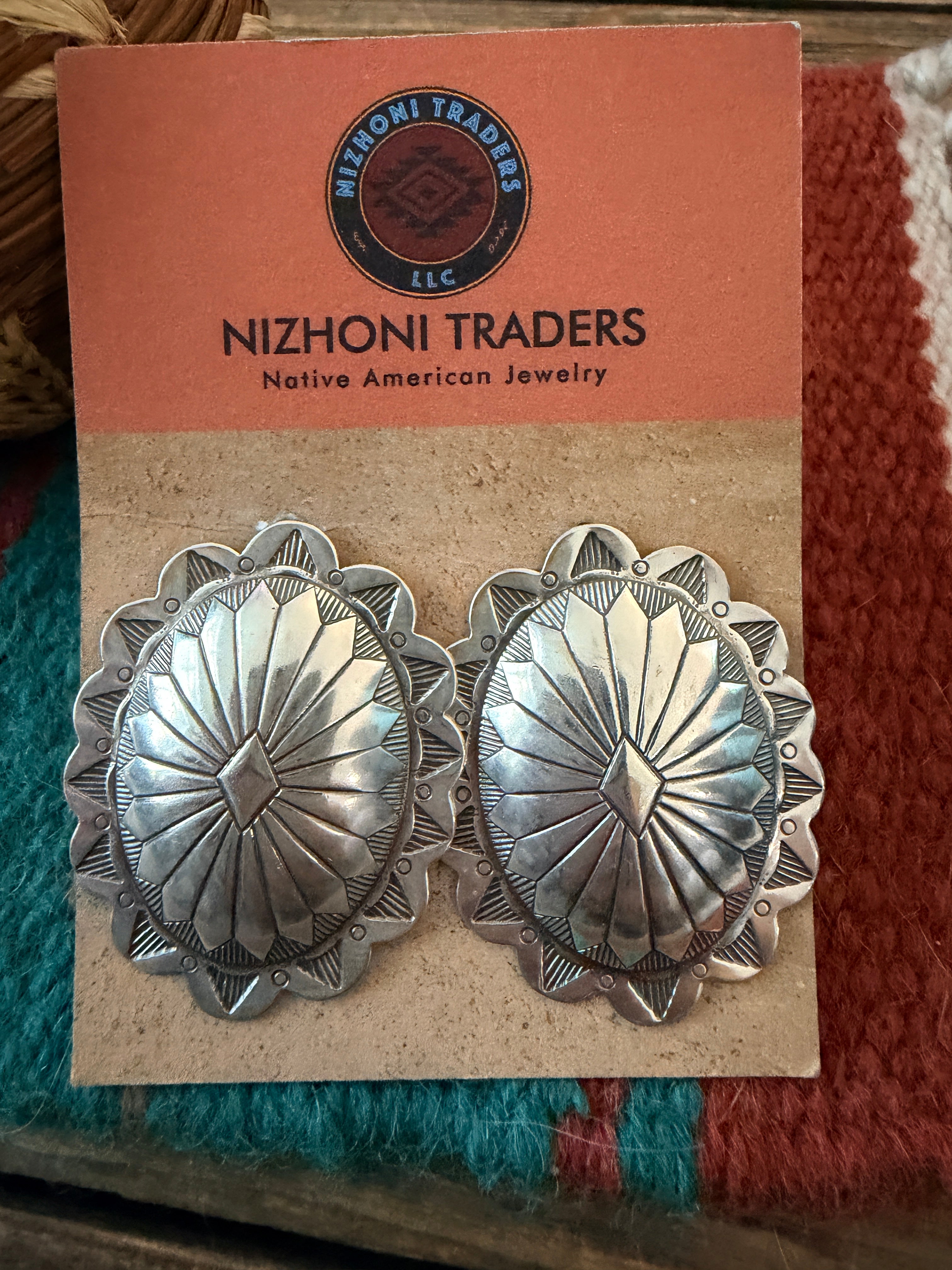 Handcrafted Sterling Silver Concho Post Earrings