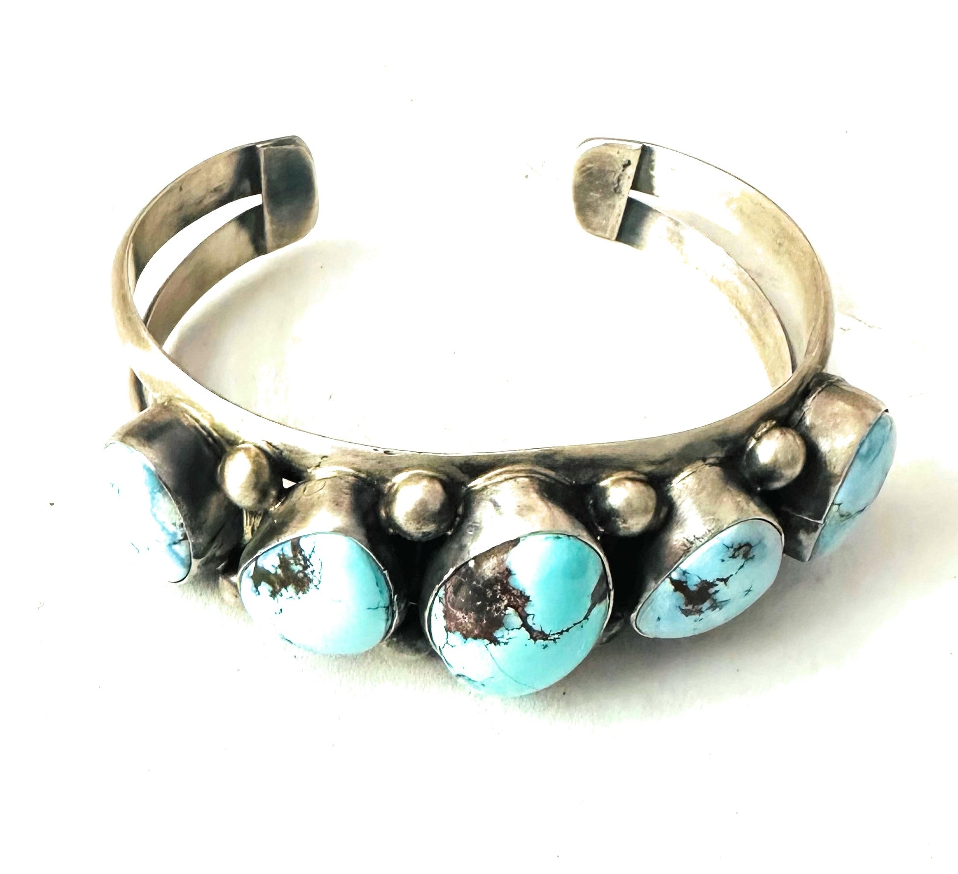 Navajo Golden Hills Turquoise & Sterling Silver Cuff Bracelet