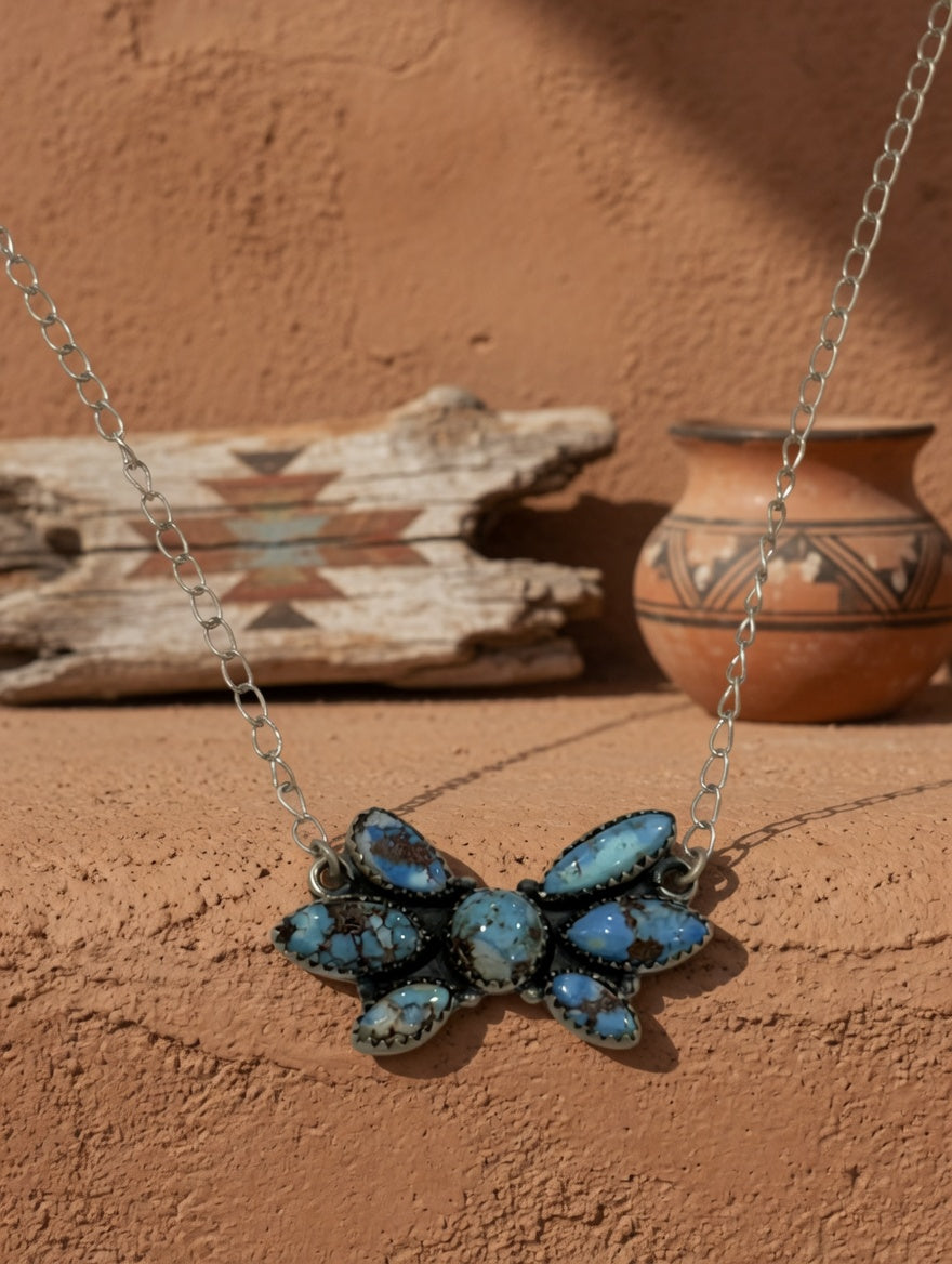 Beautiful Handmade Sterling Silver & Golden Hills Turquoise Necklace