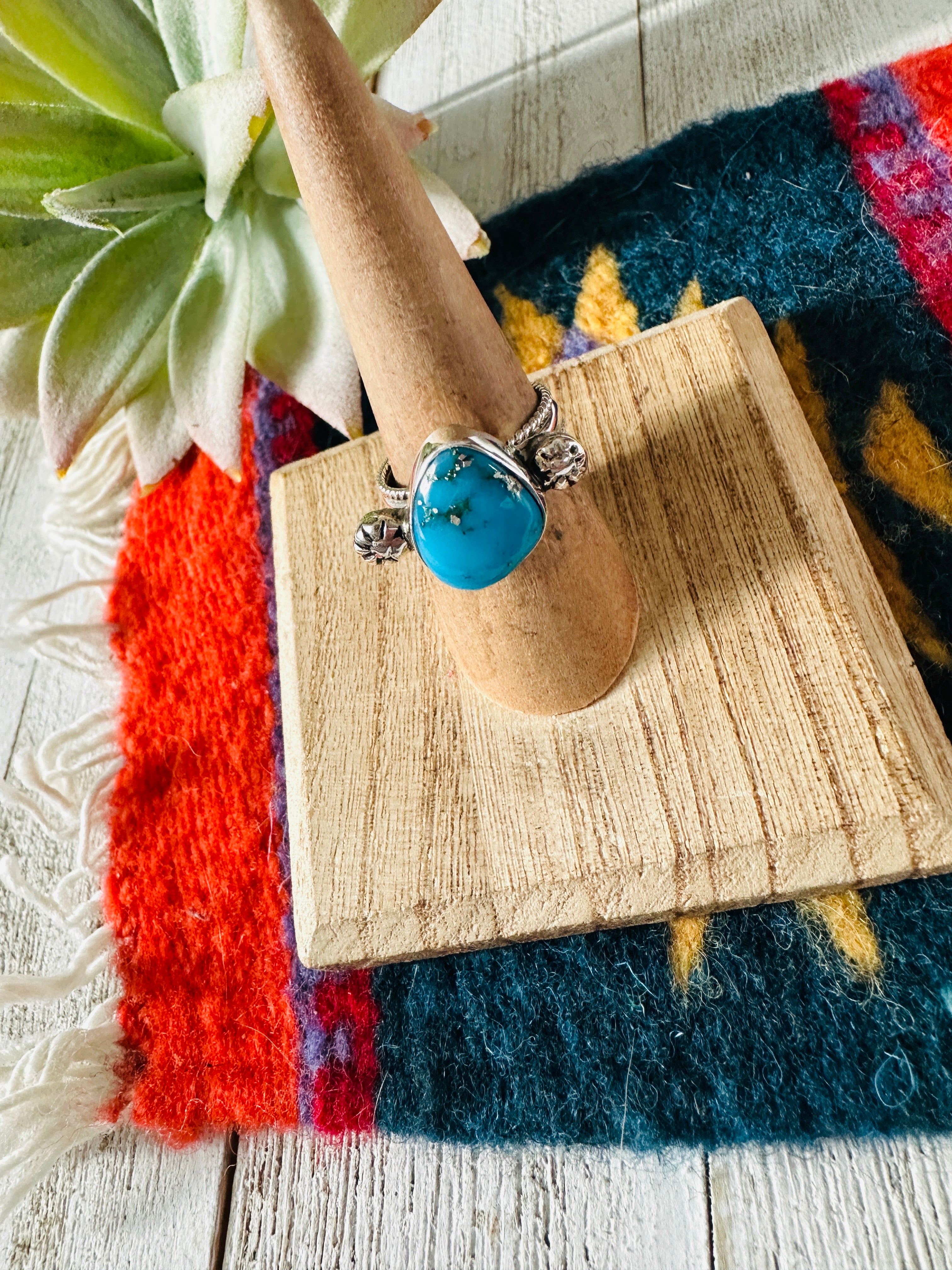 Navajo Turquoise & Sterling Silver Ring Size 6.5