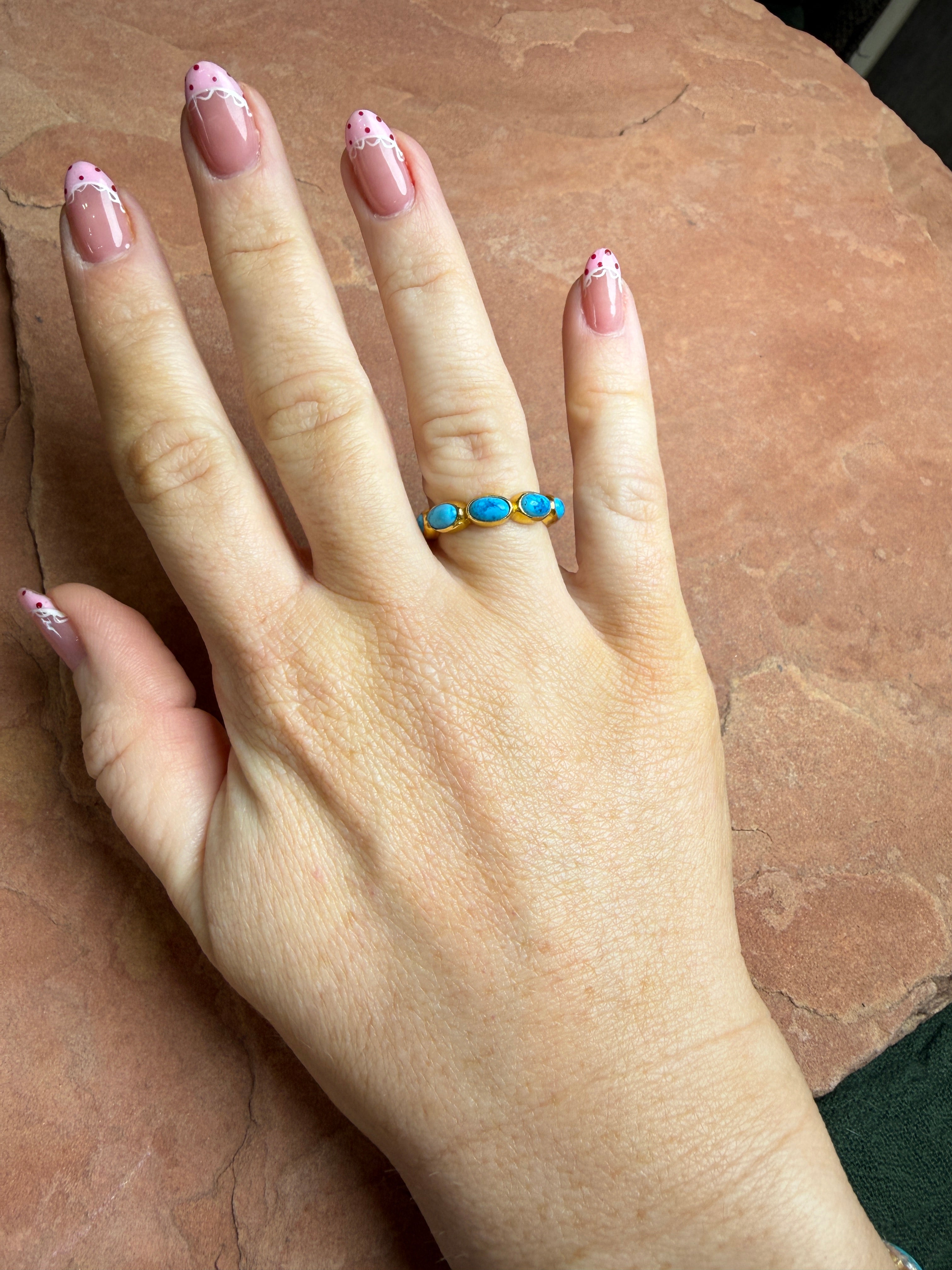 “The Golden Collection” Eternity Band Gold Plated Sterling Silver Turquoise Ring