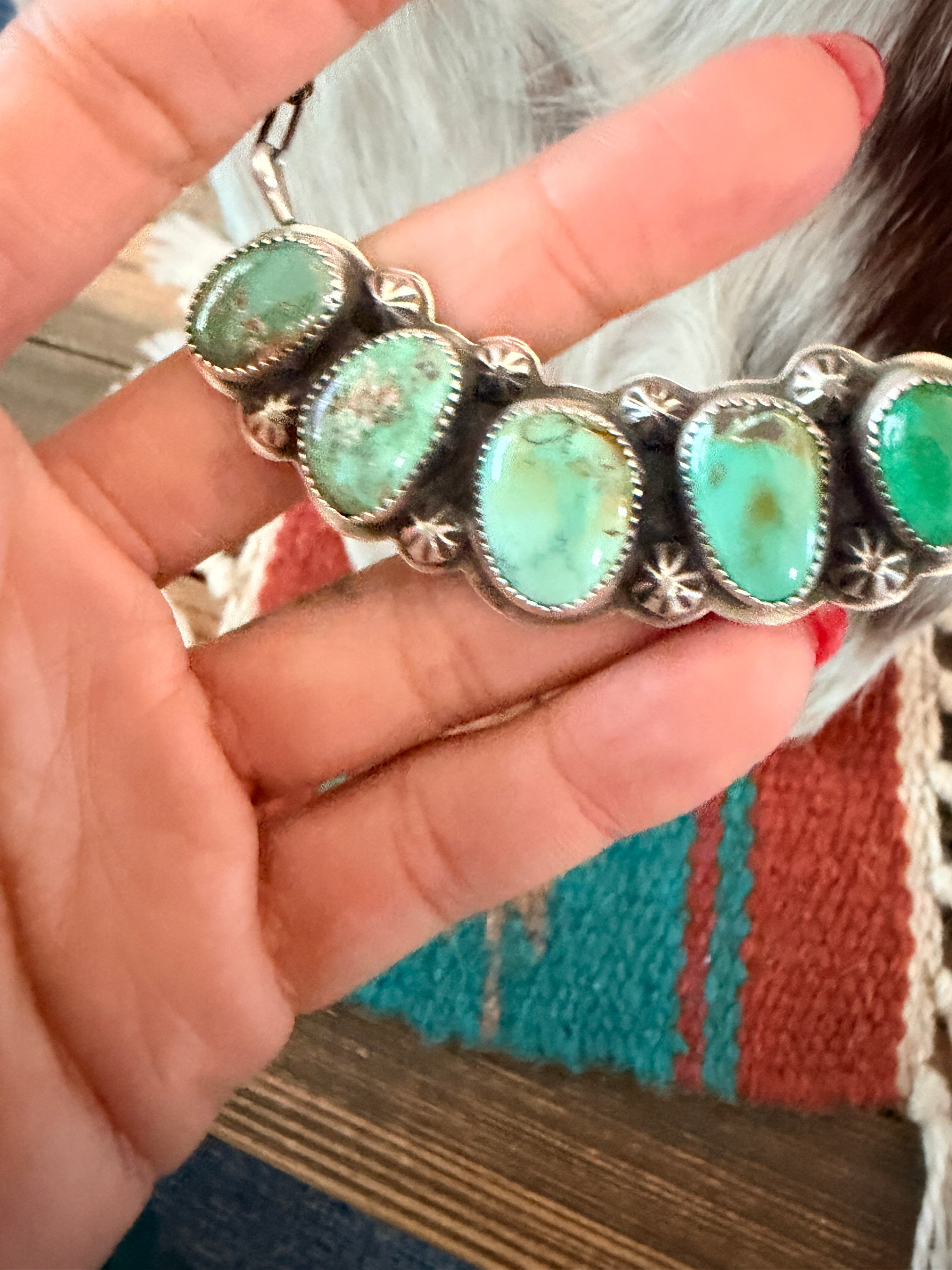 Handmade Sterling Silver & Carico Lake Turquoise Necklace