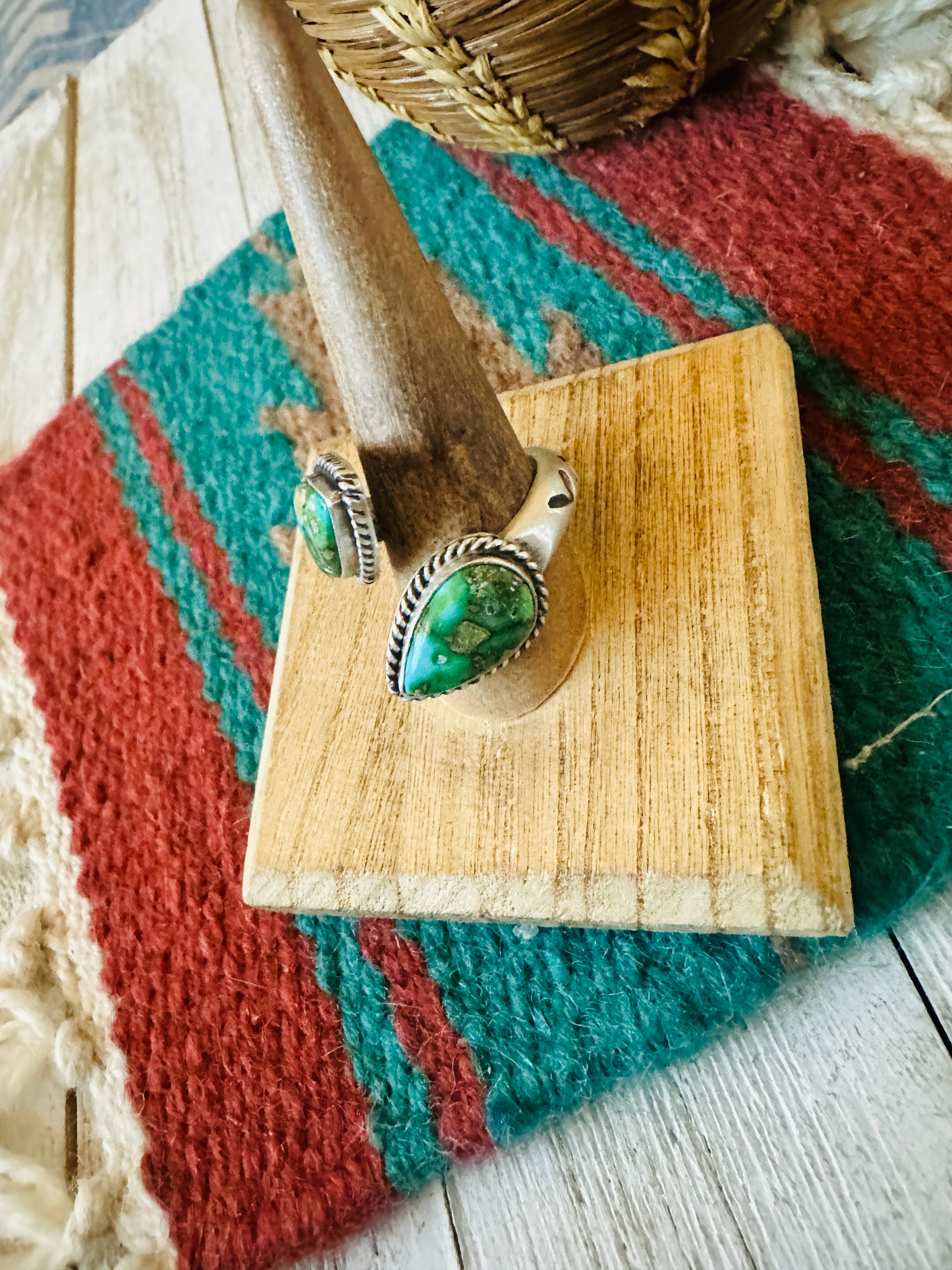 Navajo Sterling Silver & Sonoran Gold Turquoise Adjustable Ring