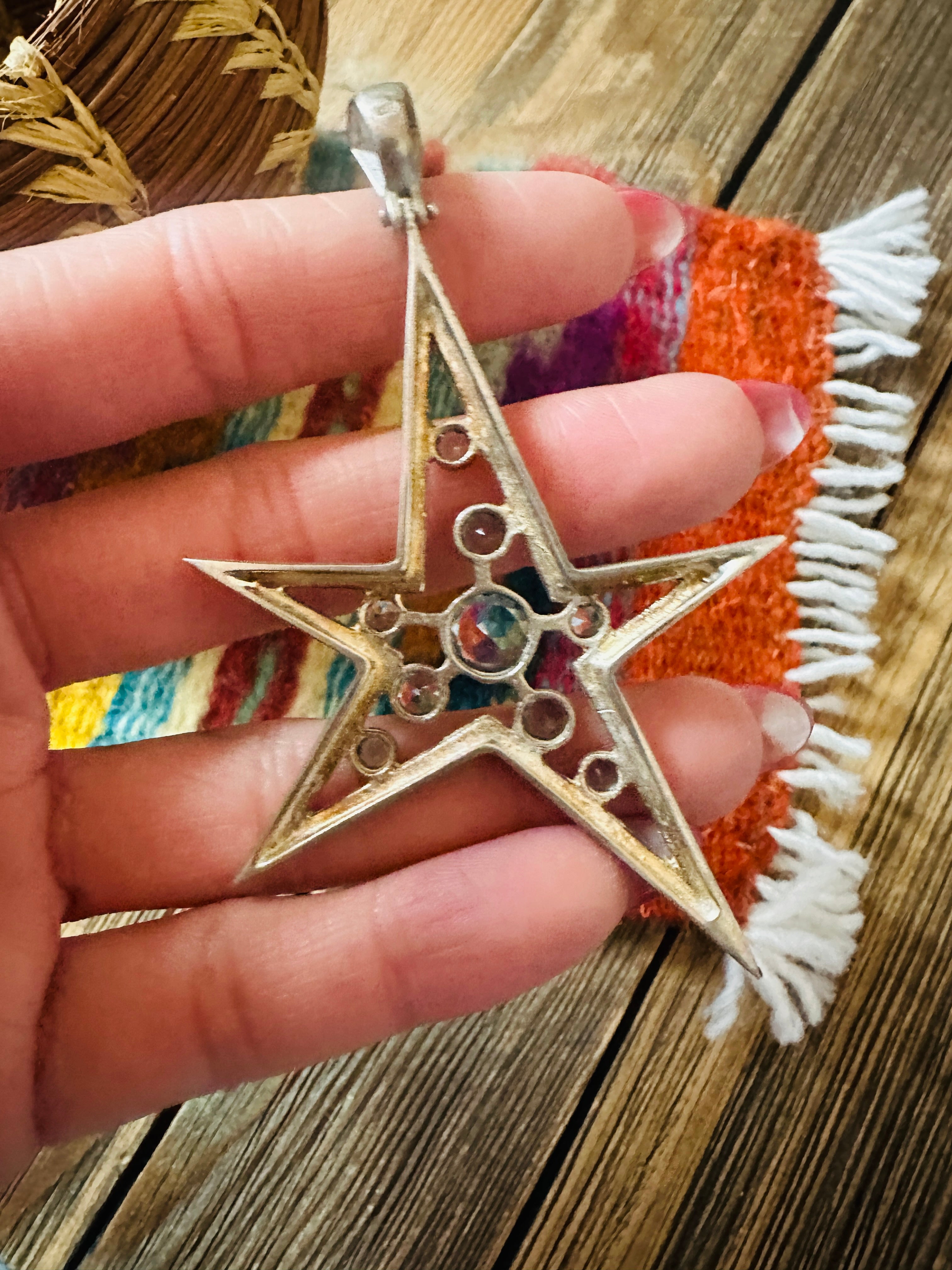 Handcrafted Old Pawn Sterling Silver & Topaz Star Pendant