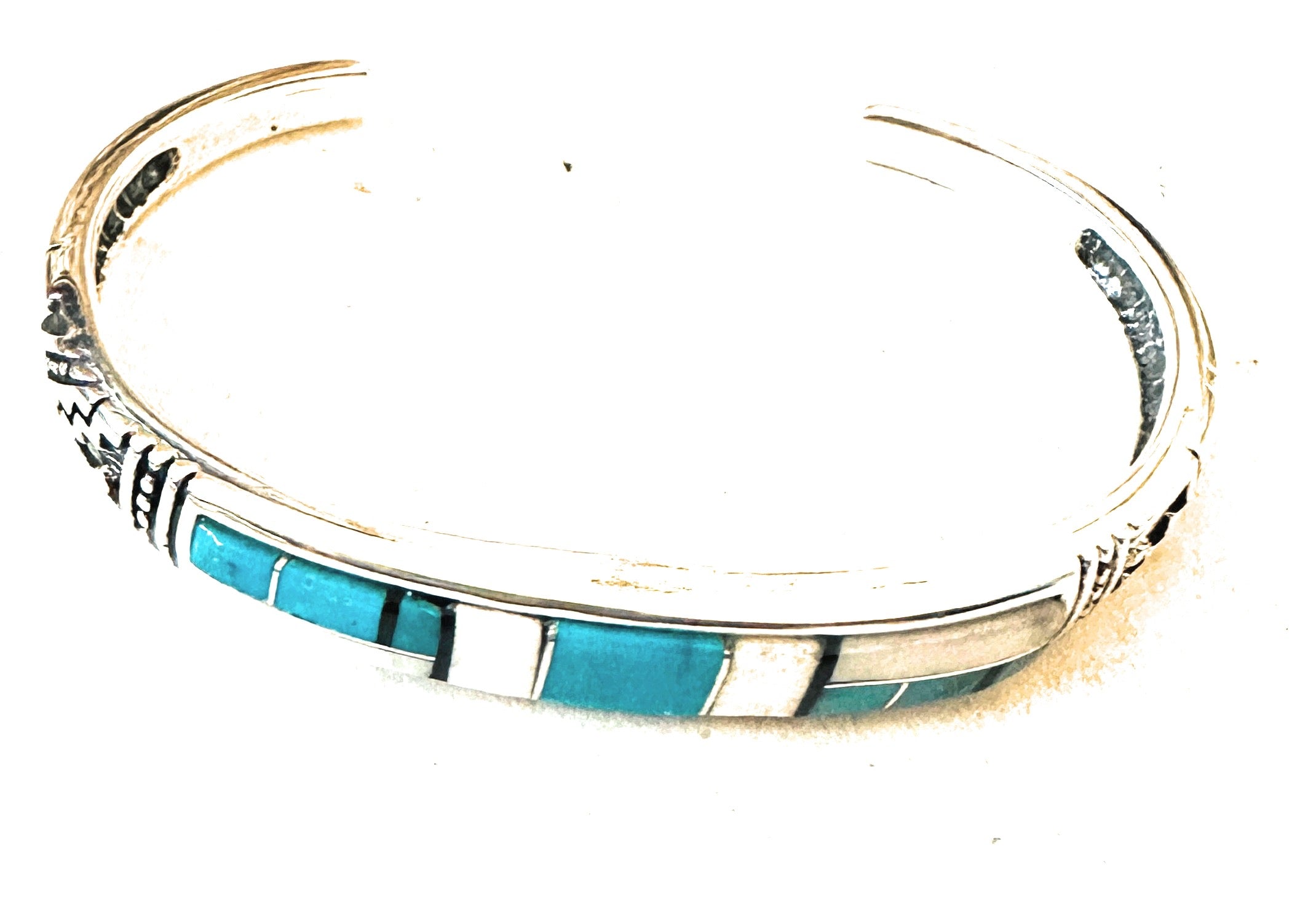 Navajo Multi Stone & Sterling Silver Inlay Cuff Bracelet