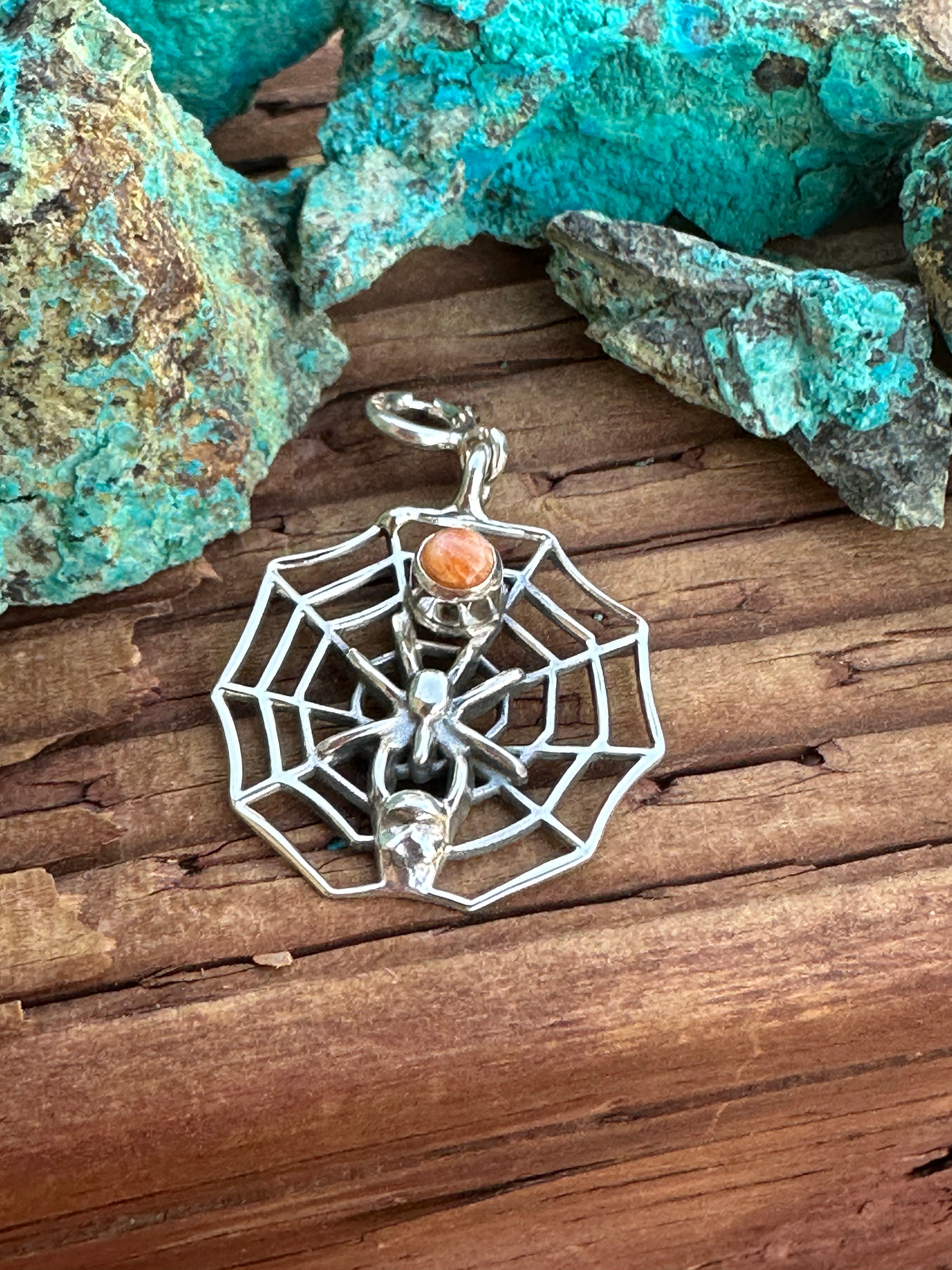 Halloween Collection Sterling Silver & Spice Spider Web Charm