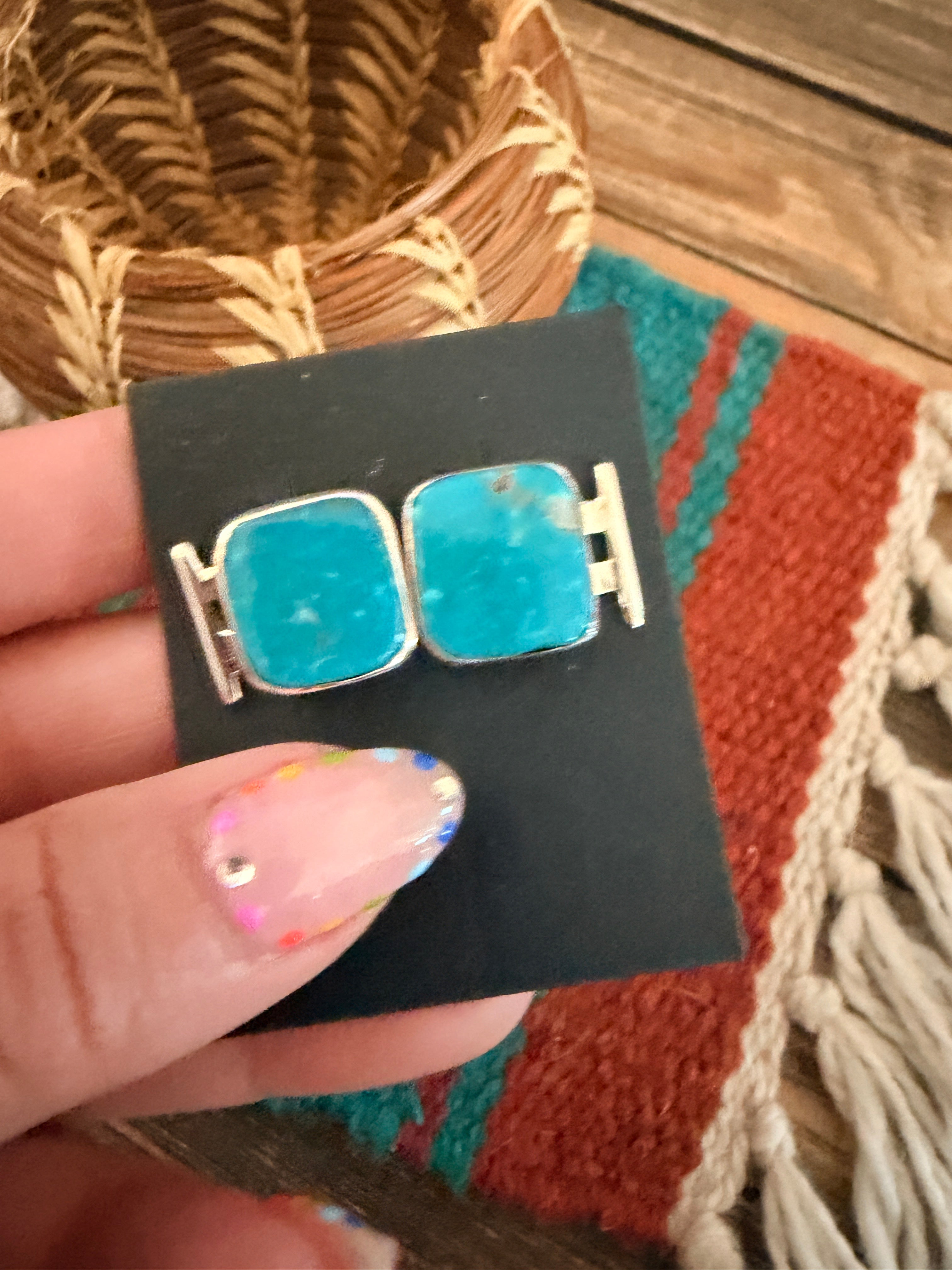 Handcrafted Turquoise & Sterling Silver Post Earrings