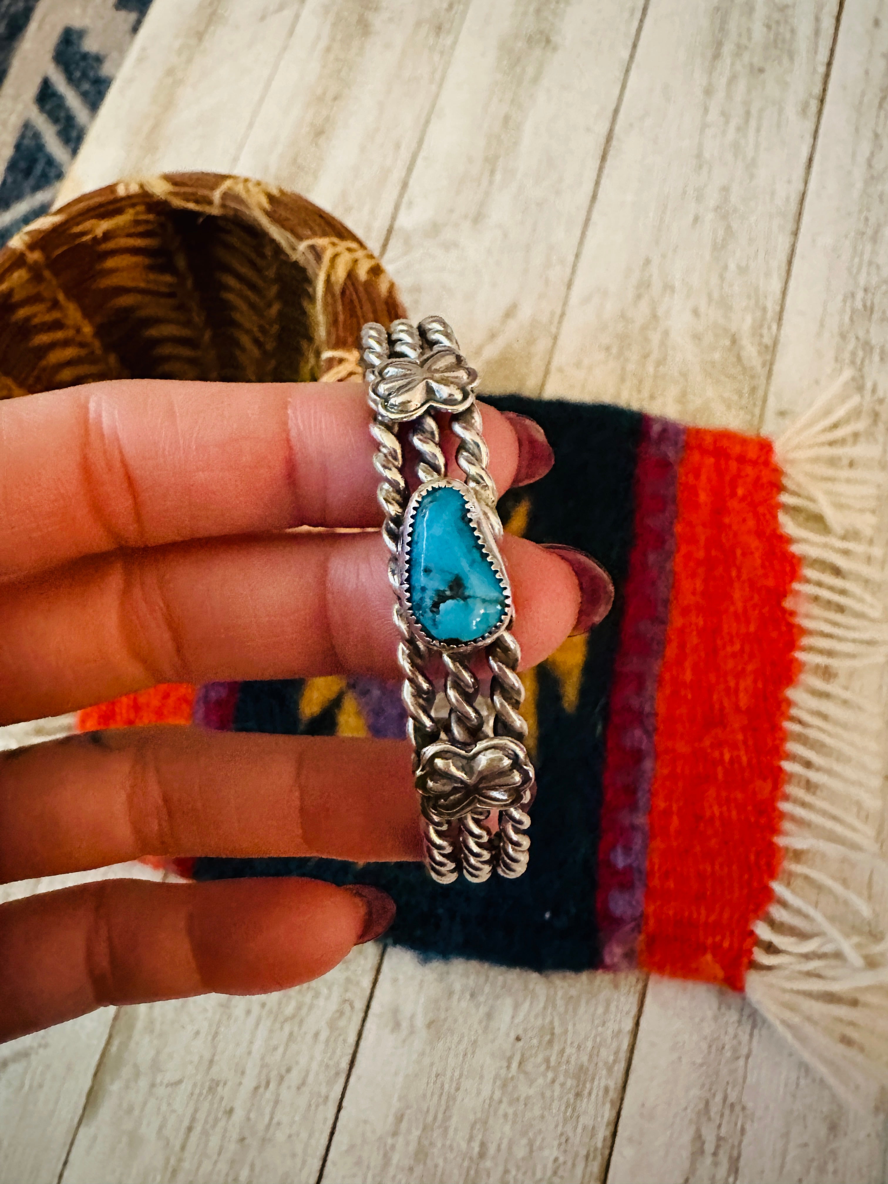 Navajo Sterling Silver & Turquoise Cuff Bracelet