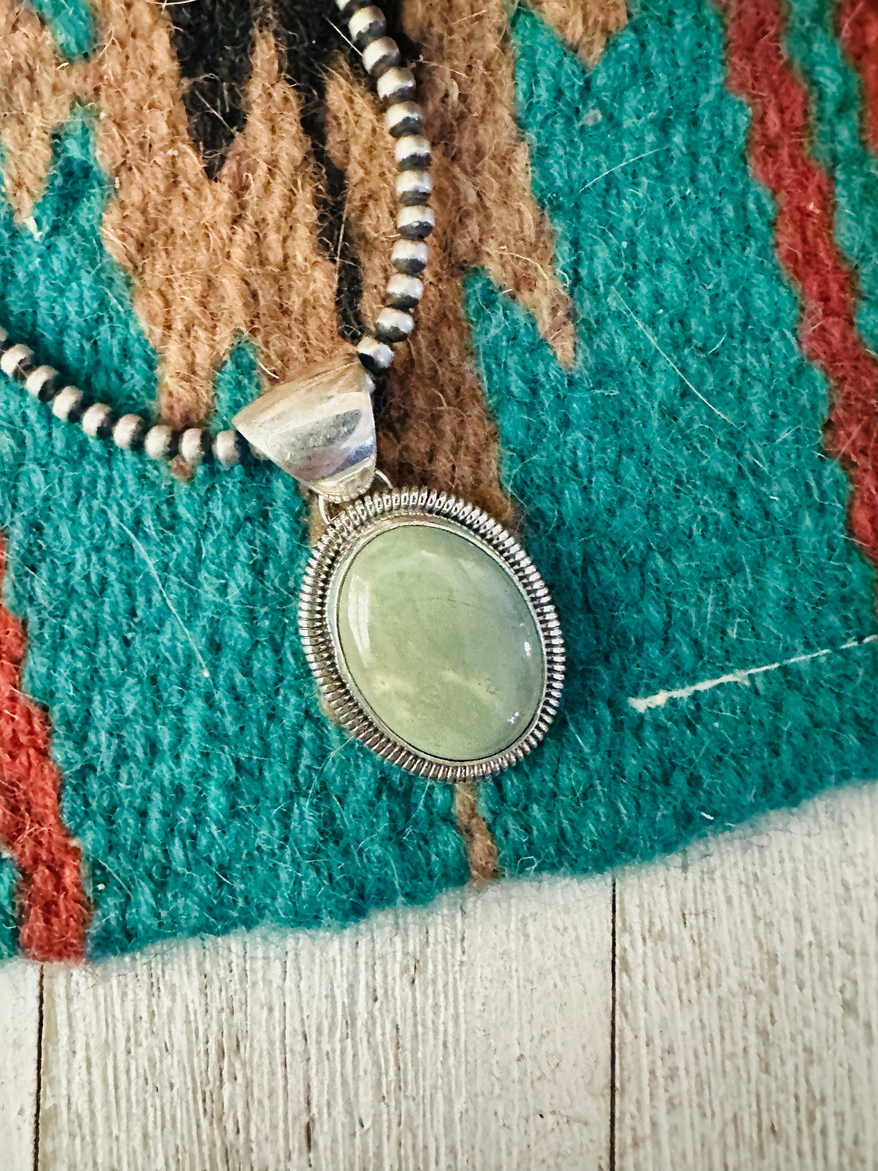 Navajo Turquoise & Sterling Silver Pendant by Wydell Billie