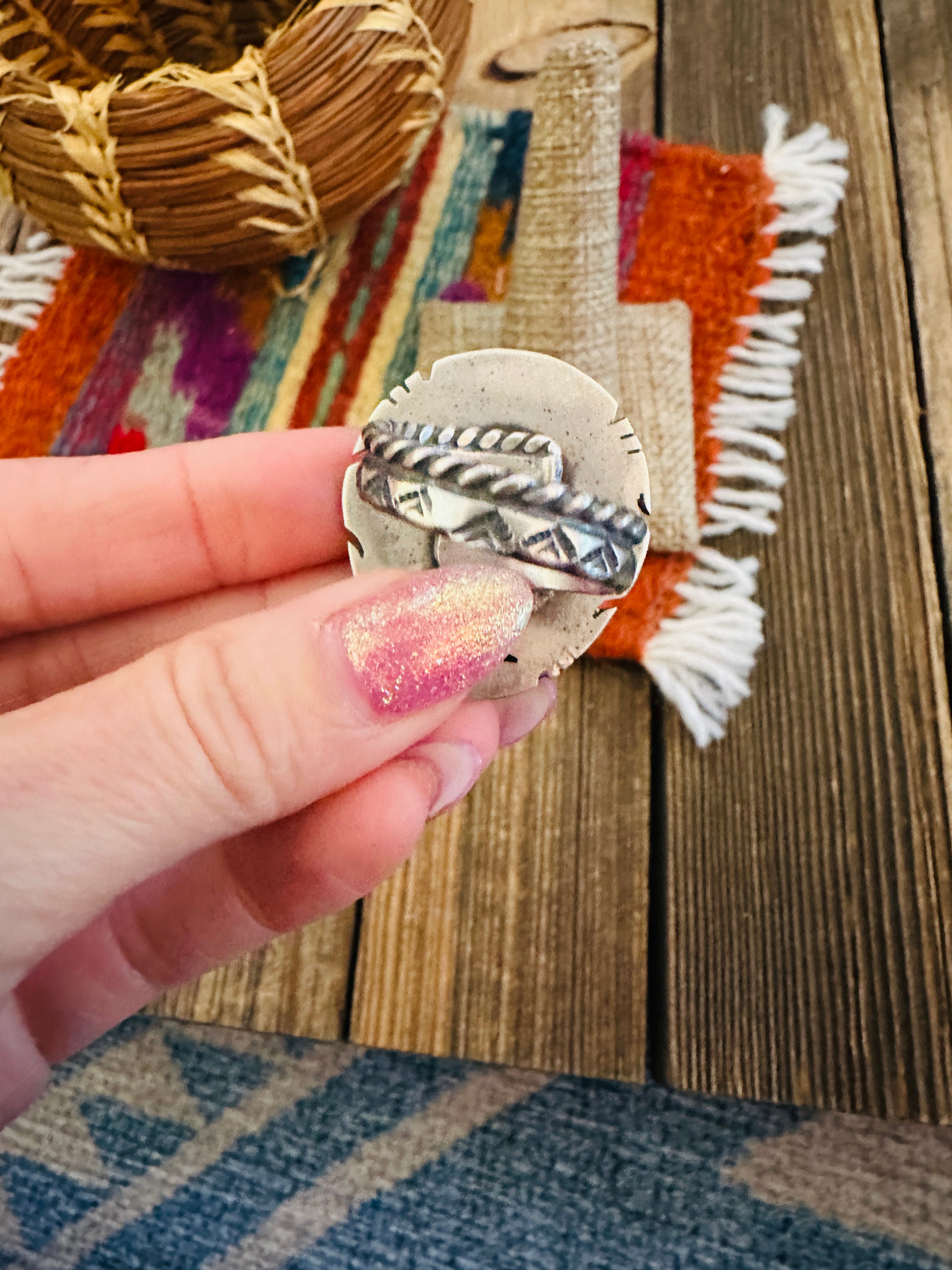 Handcrafted Sterling Silver & Turquoise Adjustable Ring