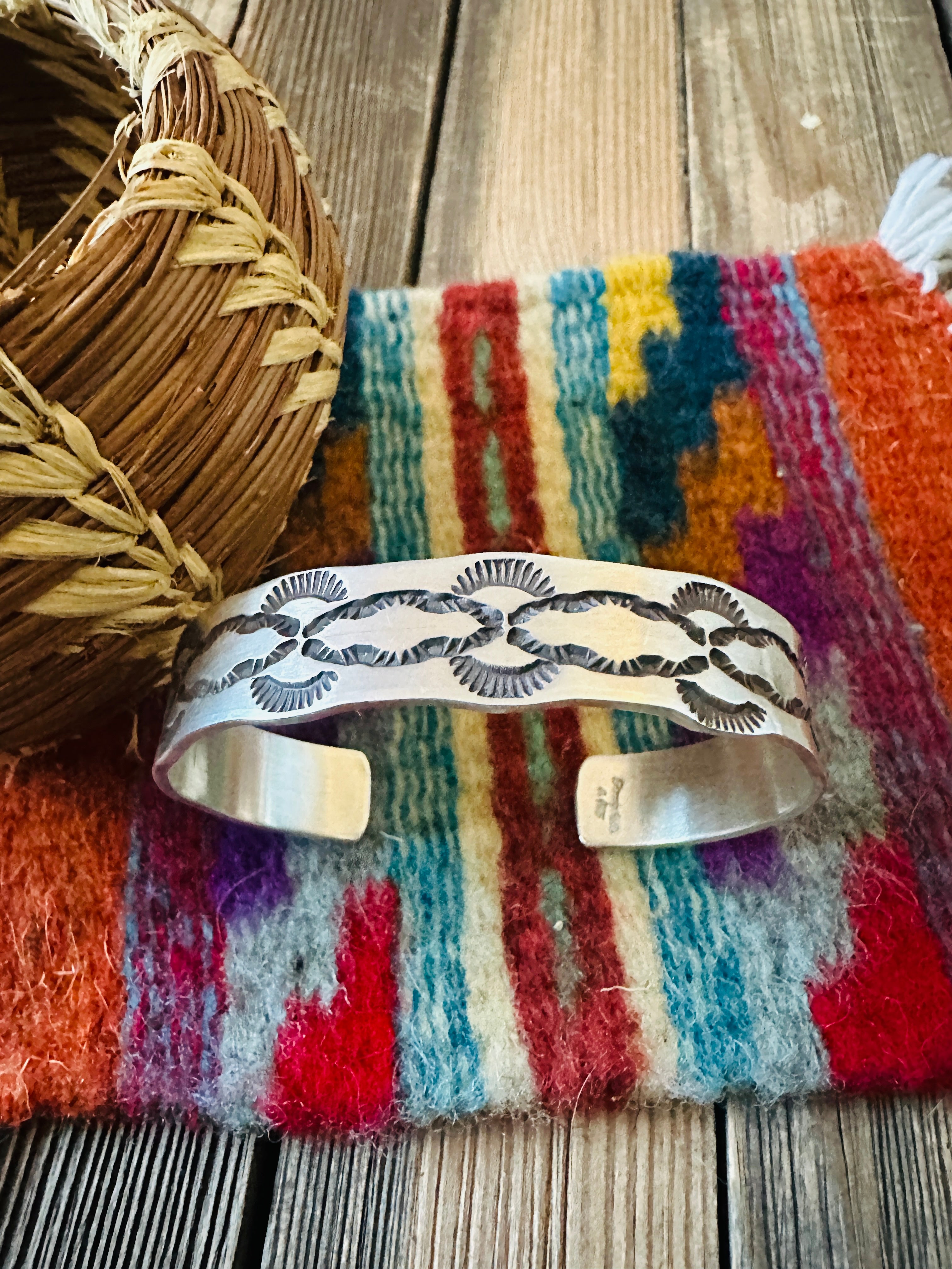 Handcrafted Old Pawn Sterling Silver Cuff Bracelet