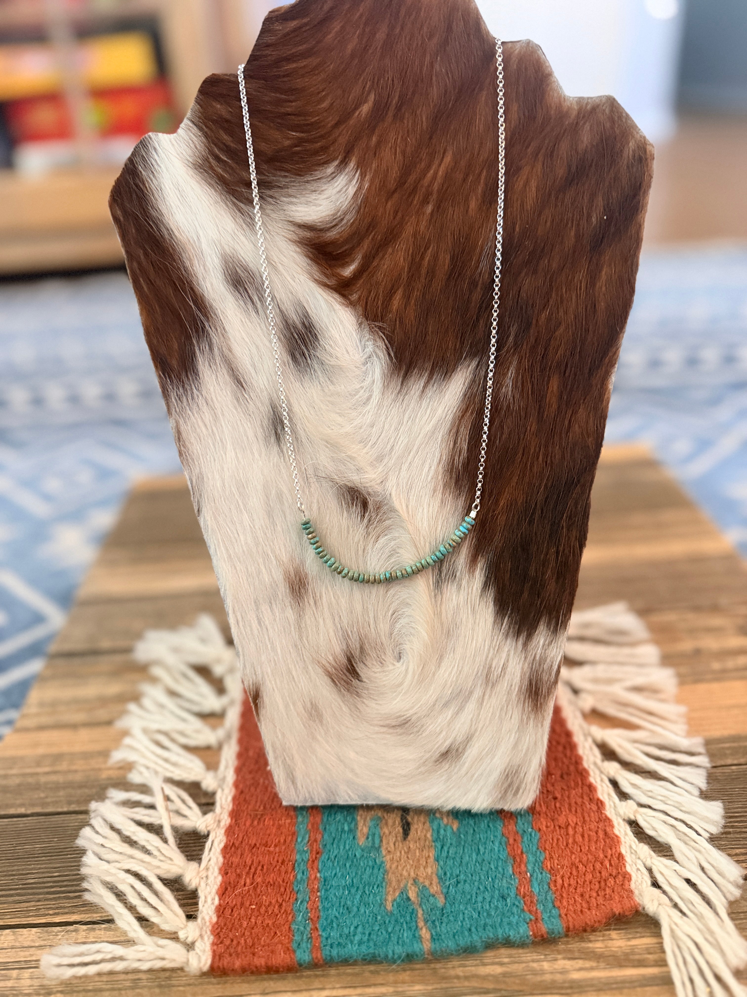 Handmade Sterling Silver & Turquoise Beaded Necklace