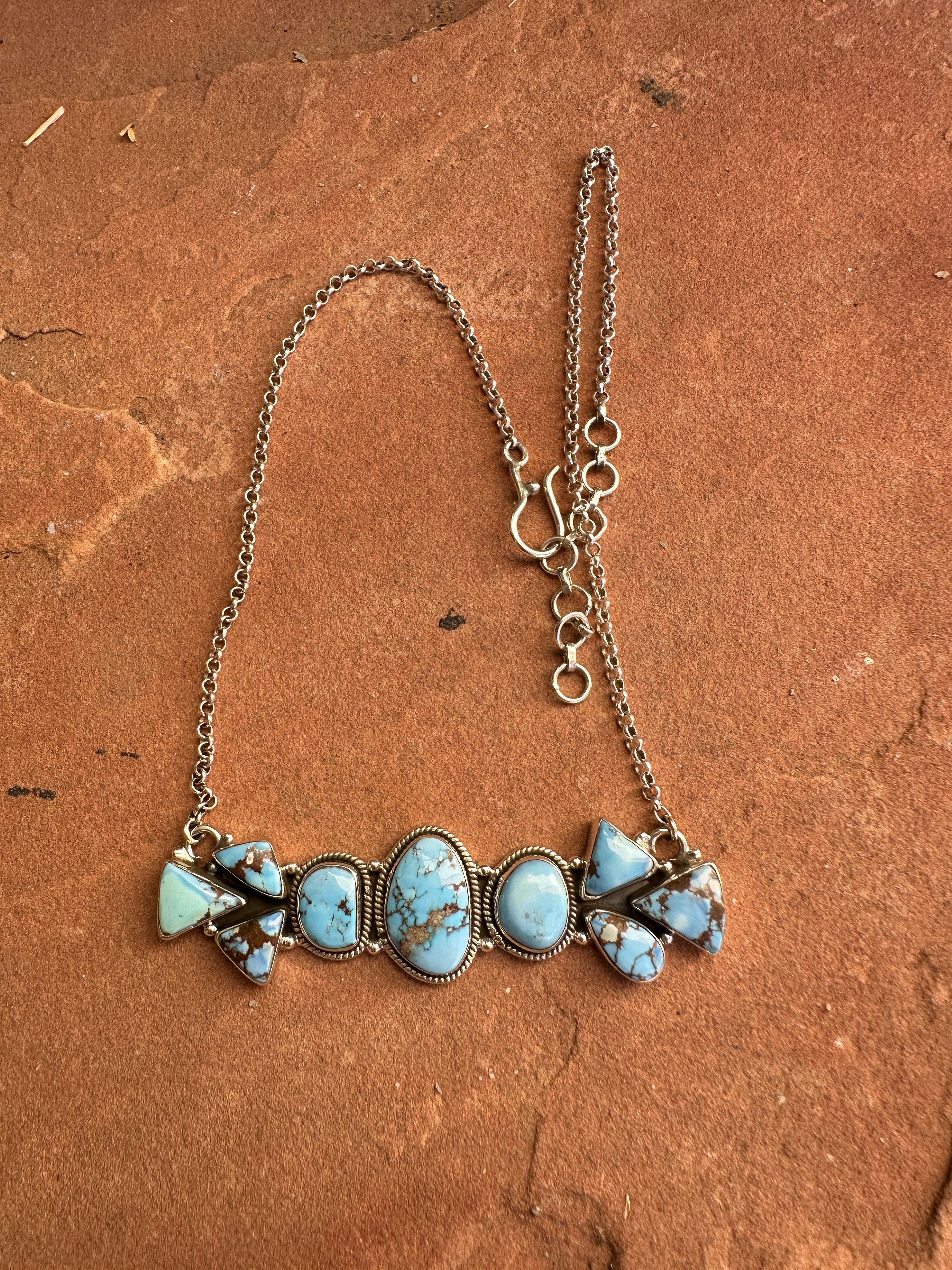 Deals Vintage handmade Sterling Turquoise stone necklace