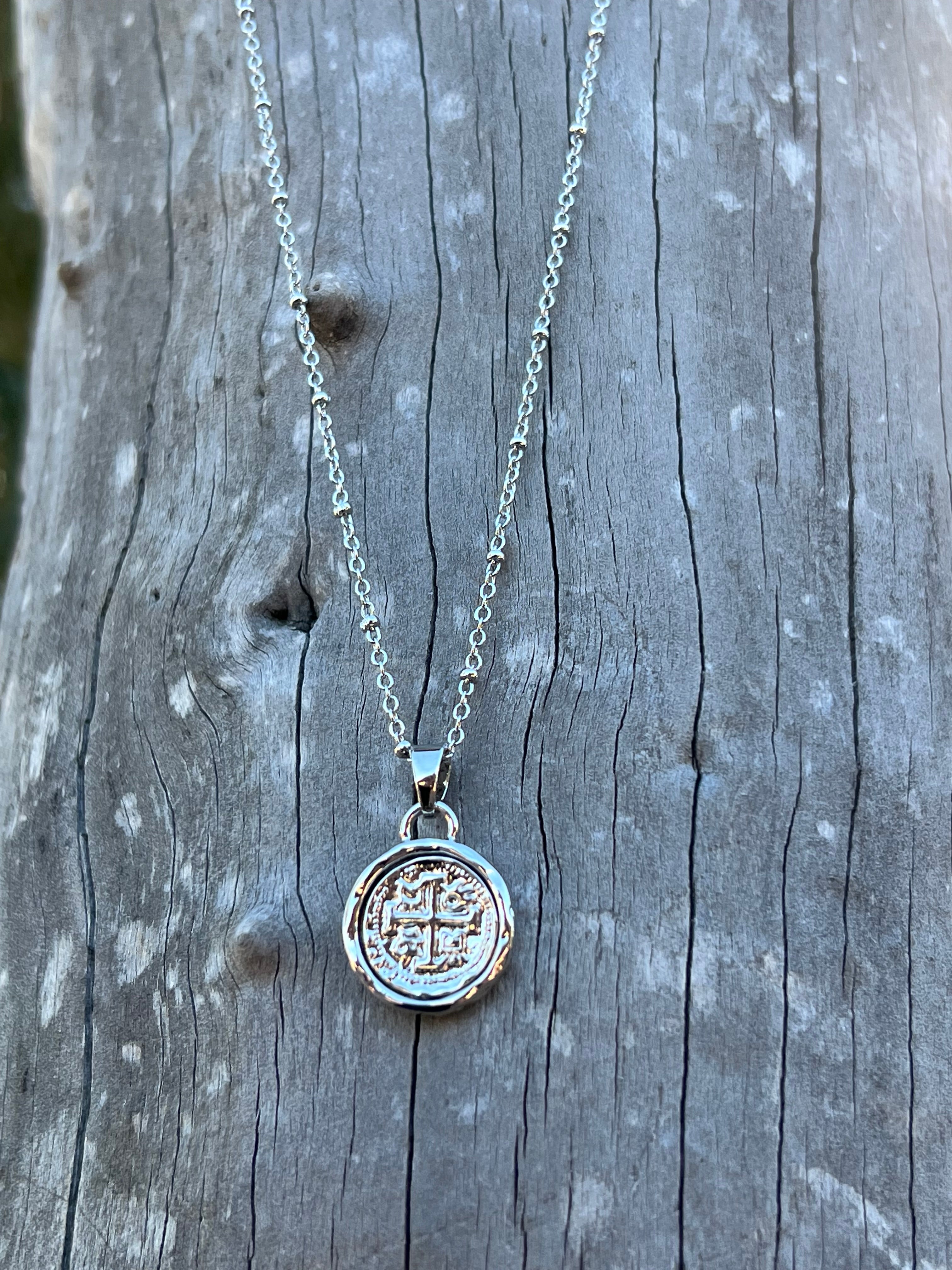Silver Plated Dainty Coin Cross Chain Necklace