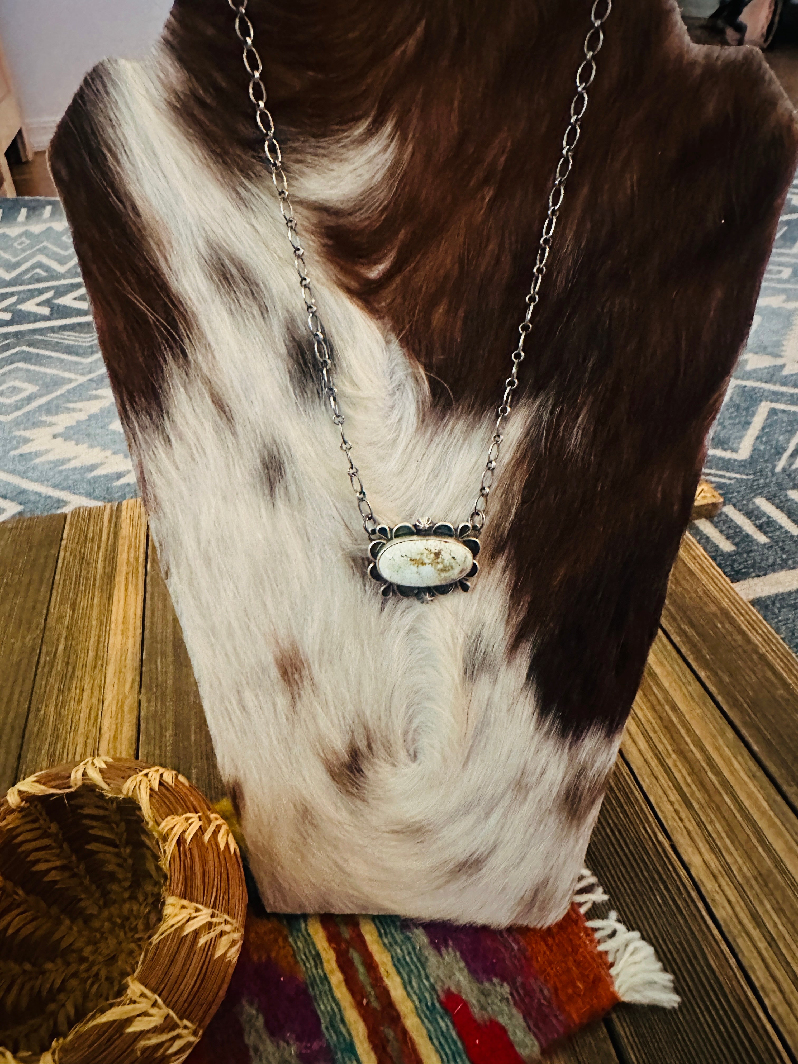 Handcrafted Dry Creek Turquoise & Sterling Silver Necklace by Jameson Garcia