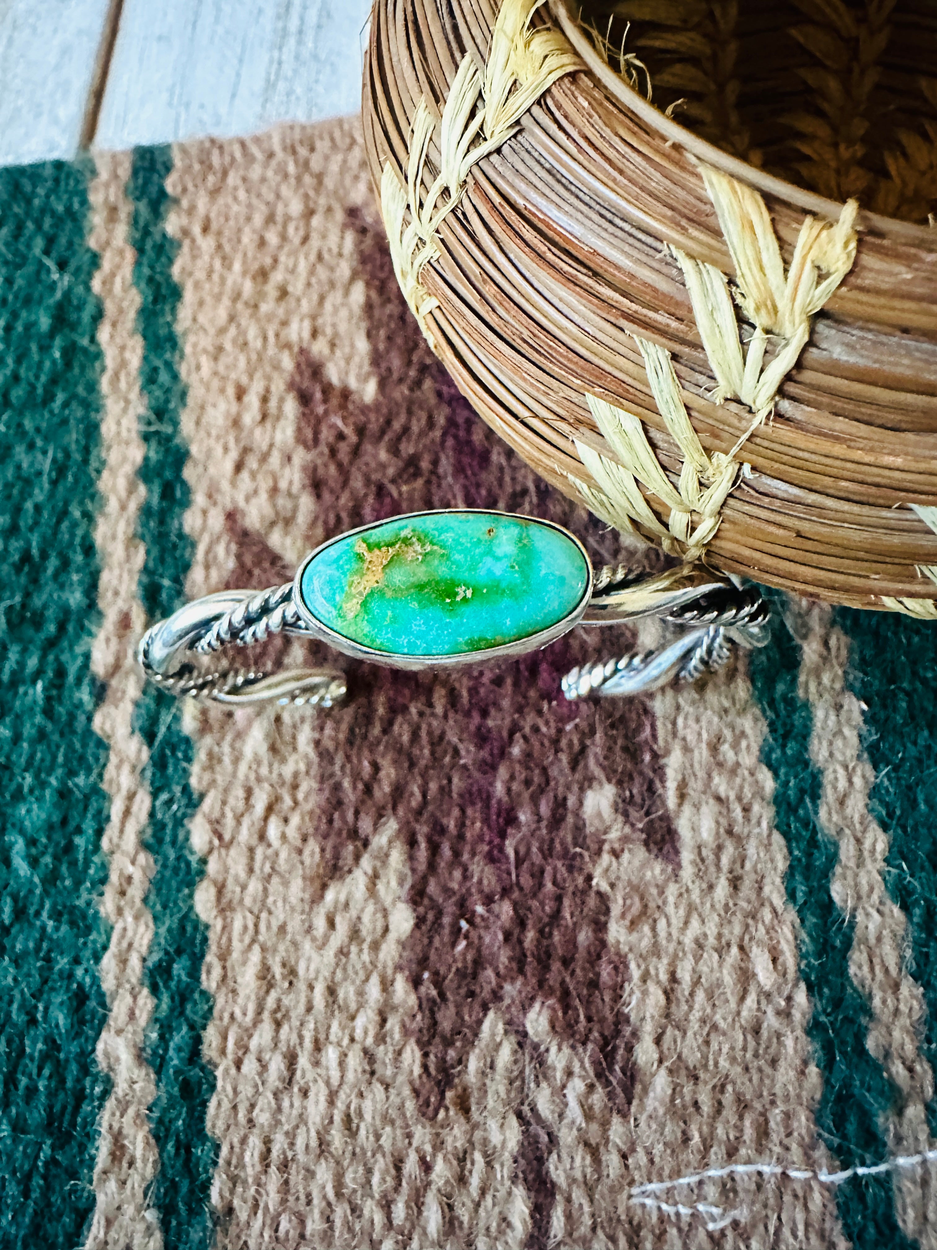 Navajo Sonoran Mountain Turquoise & Sterling Silver Cuff Bracelet