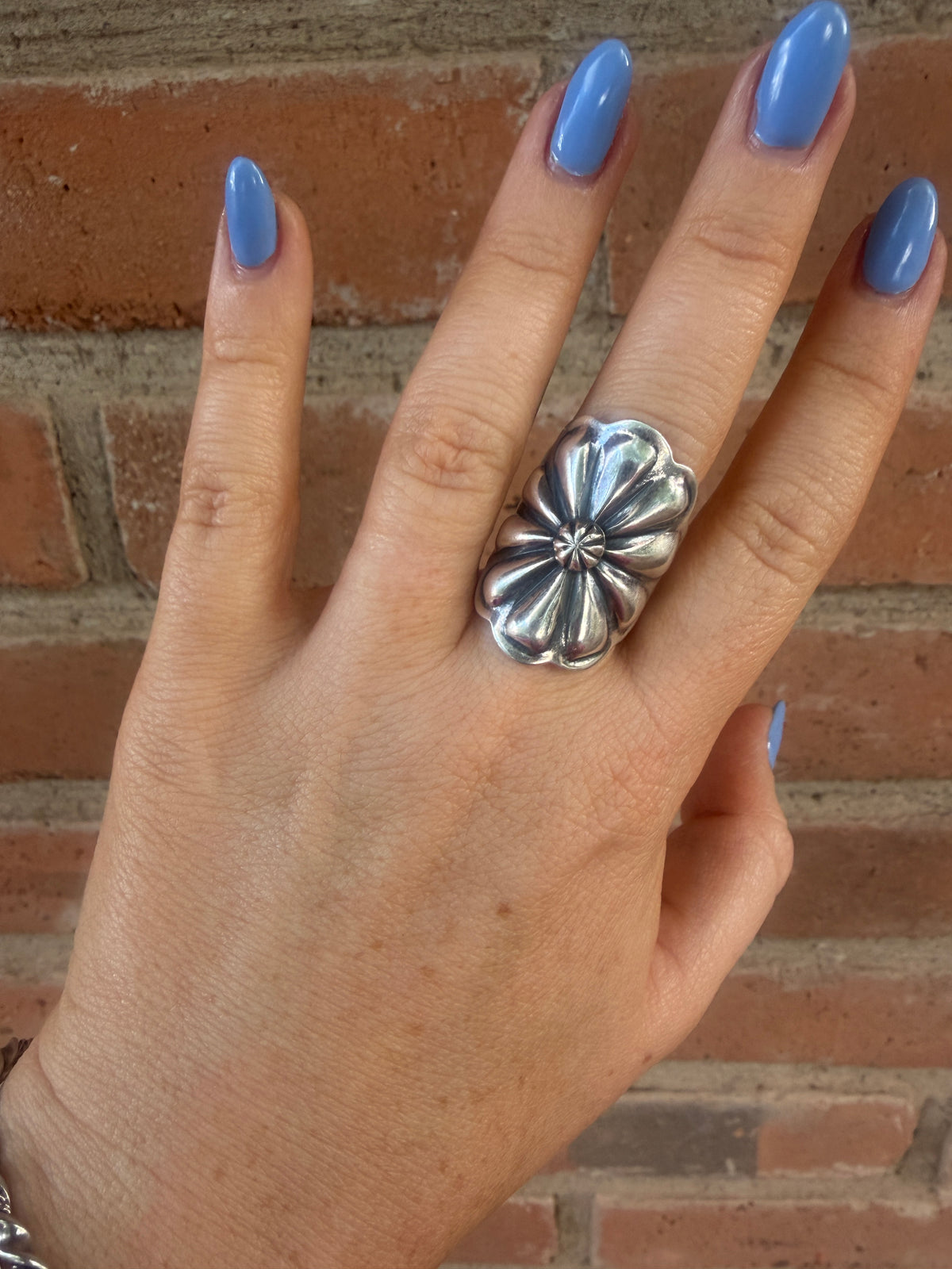 Handcrafted Sterling Silver Flower Concho Ring by Darrell Cadman (Leslies favorite)
