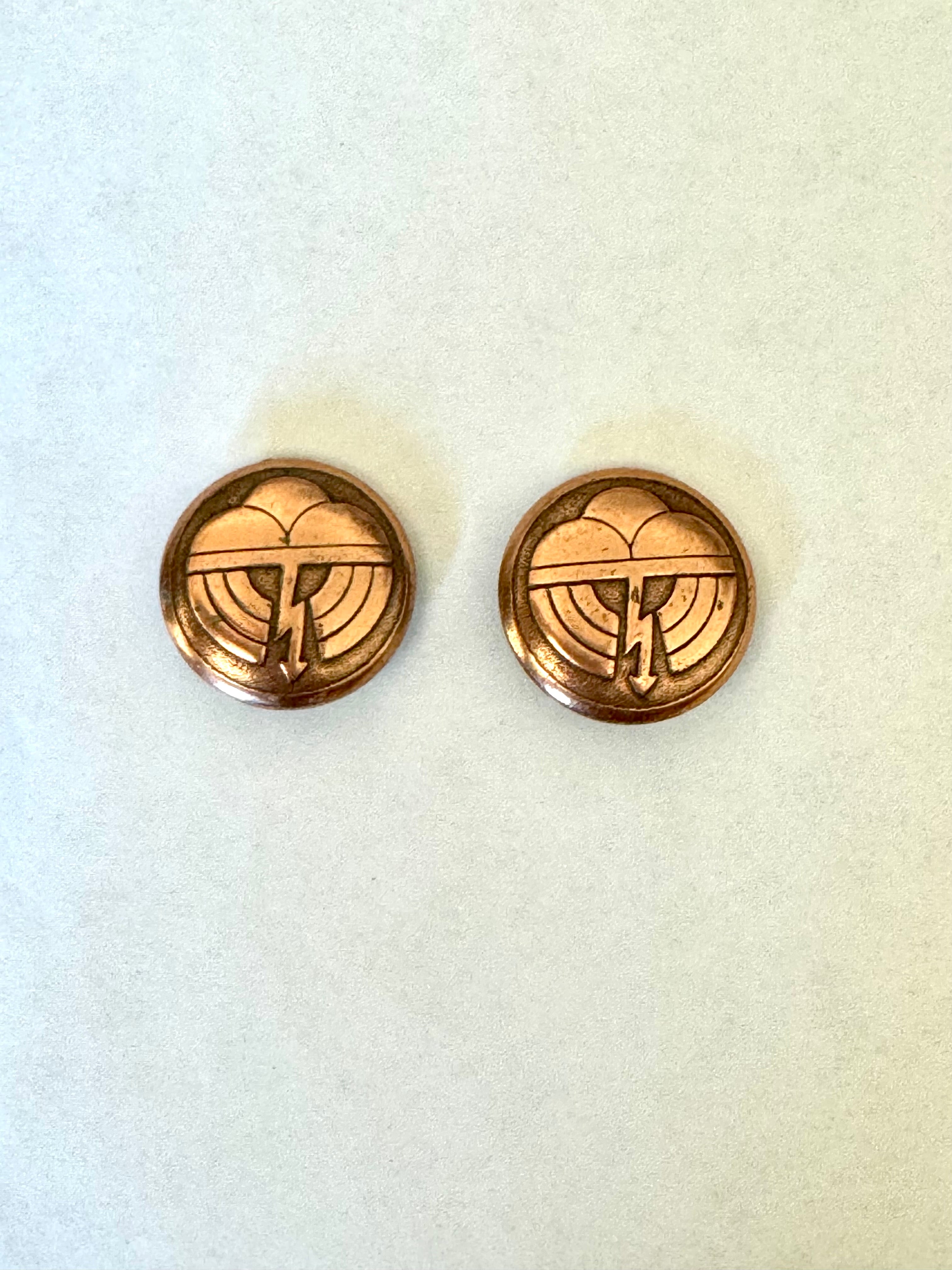 Vintage Handmade Copper Clip On Earrings