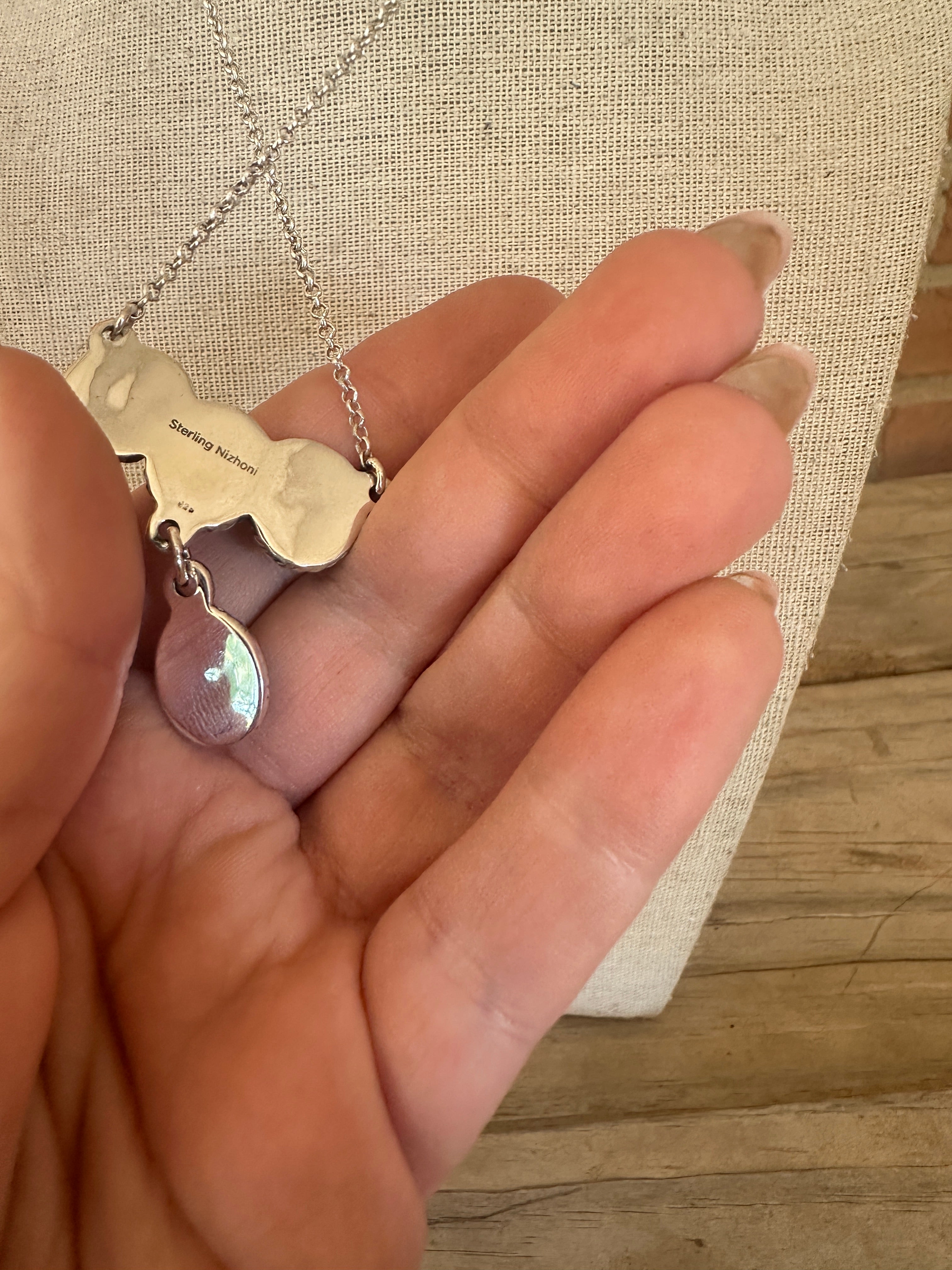 Beautiful Handmade Sterling Silver, White Buffalo 4 Stone Necklace