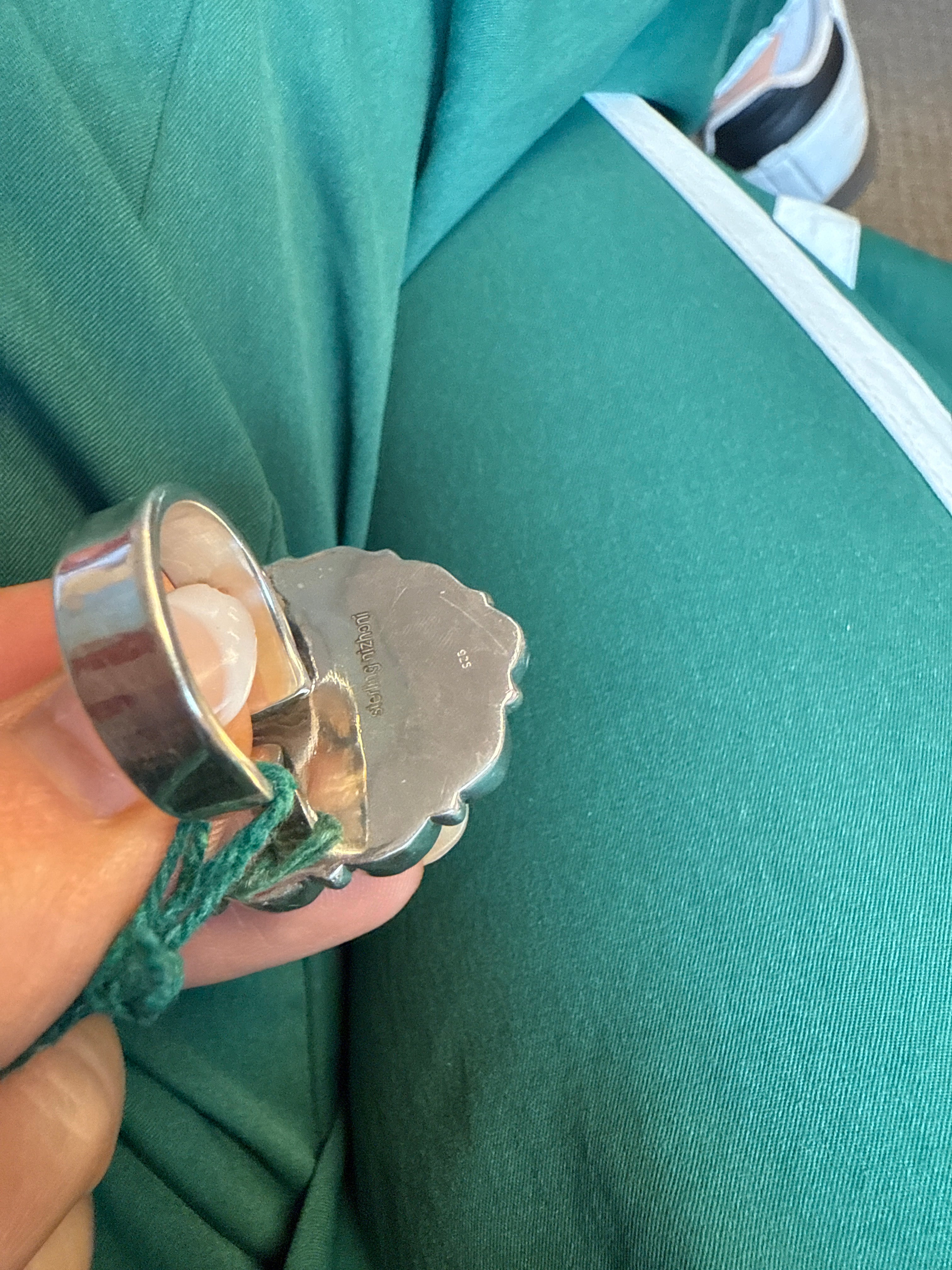 Handmade Adjustable Patalite, Pink Onyx & Sterling Silver Ring