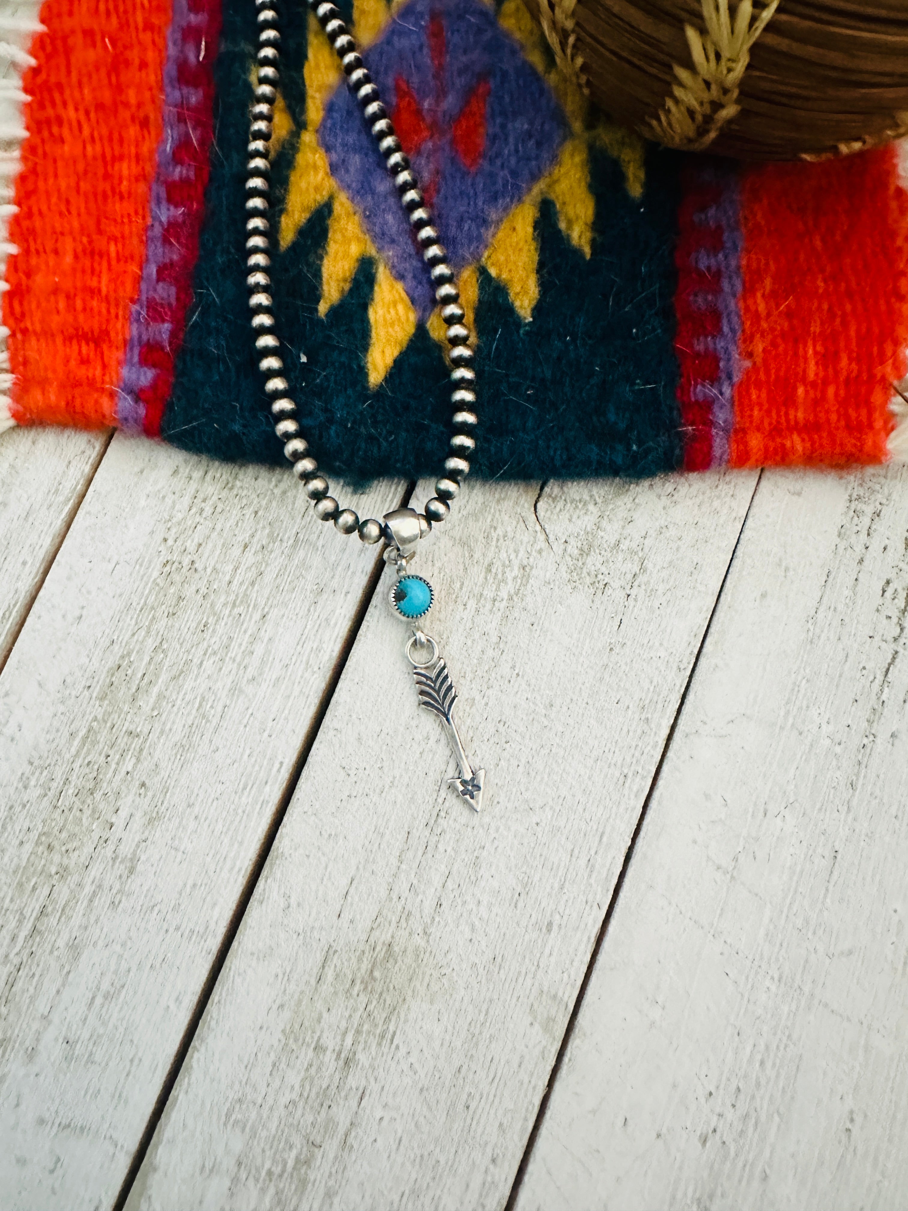 Navajo Turquoise & Sterling Silver Arrow Pendant