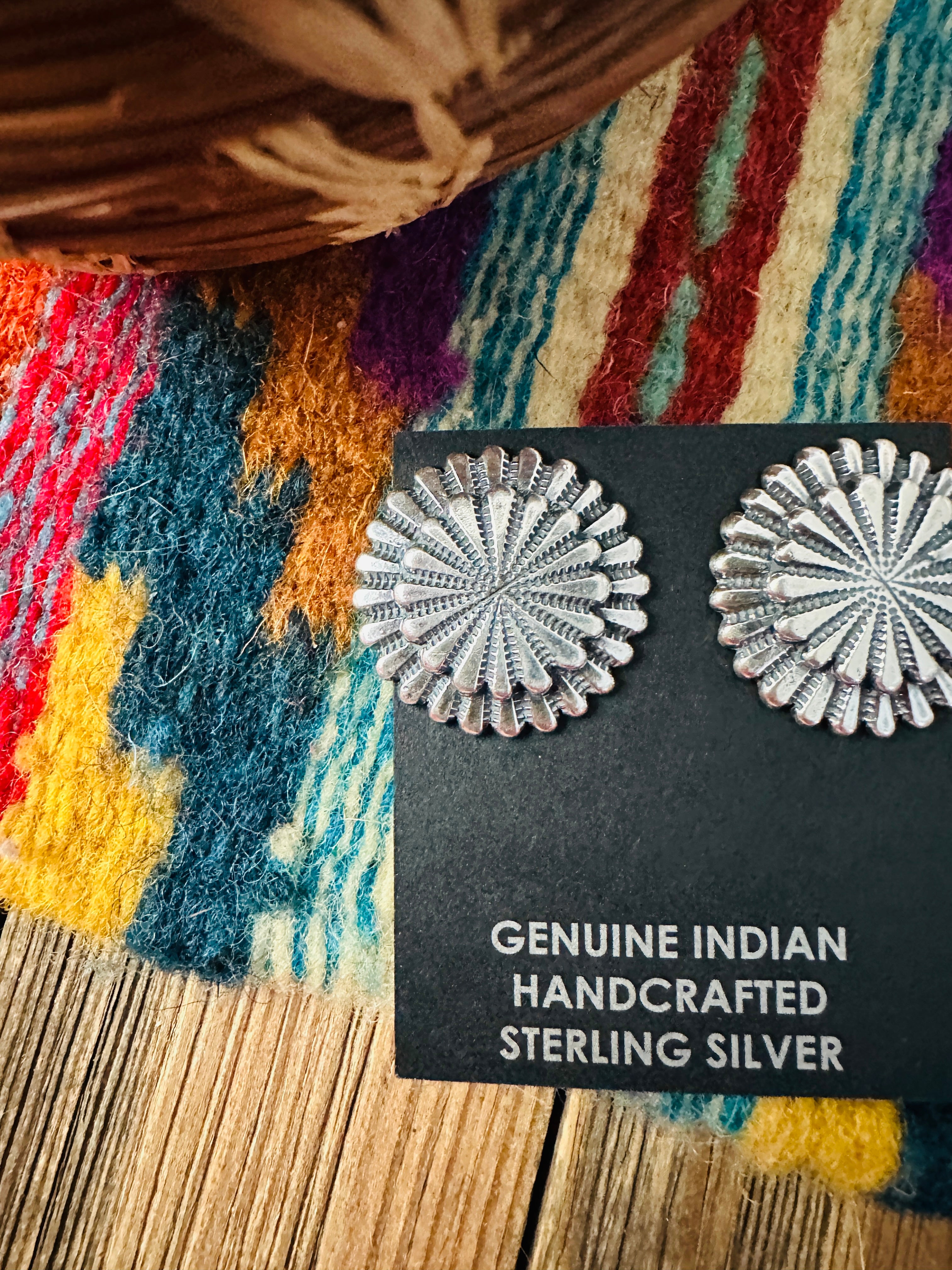 Handcrafted Sterling Silver Concho Stud Earrings