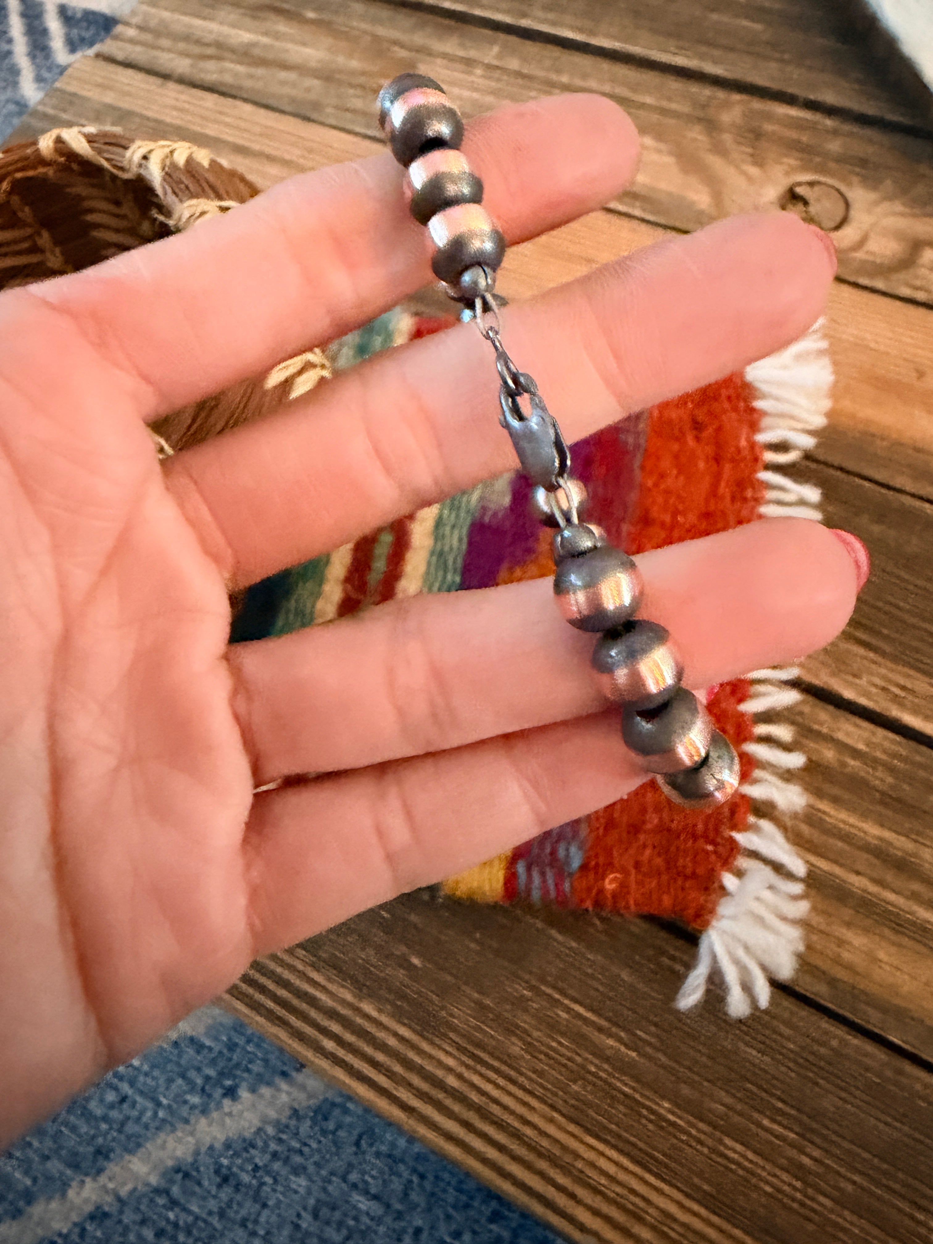 Handcrafted Turquoise & 8mm Copper Beaded Bracelet