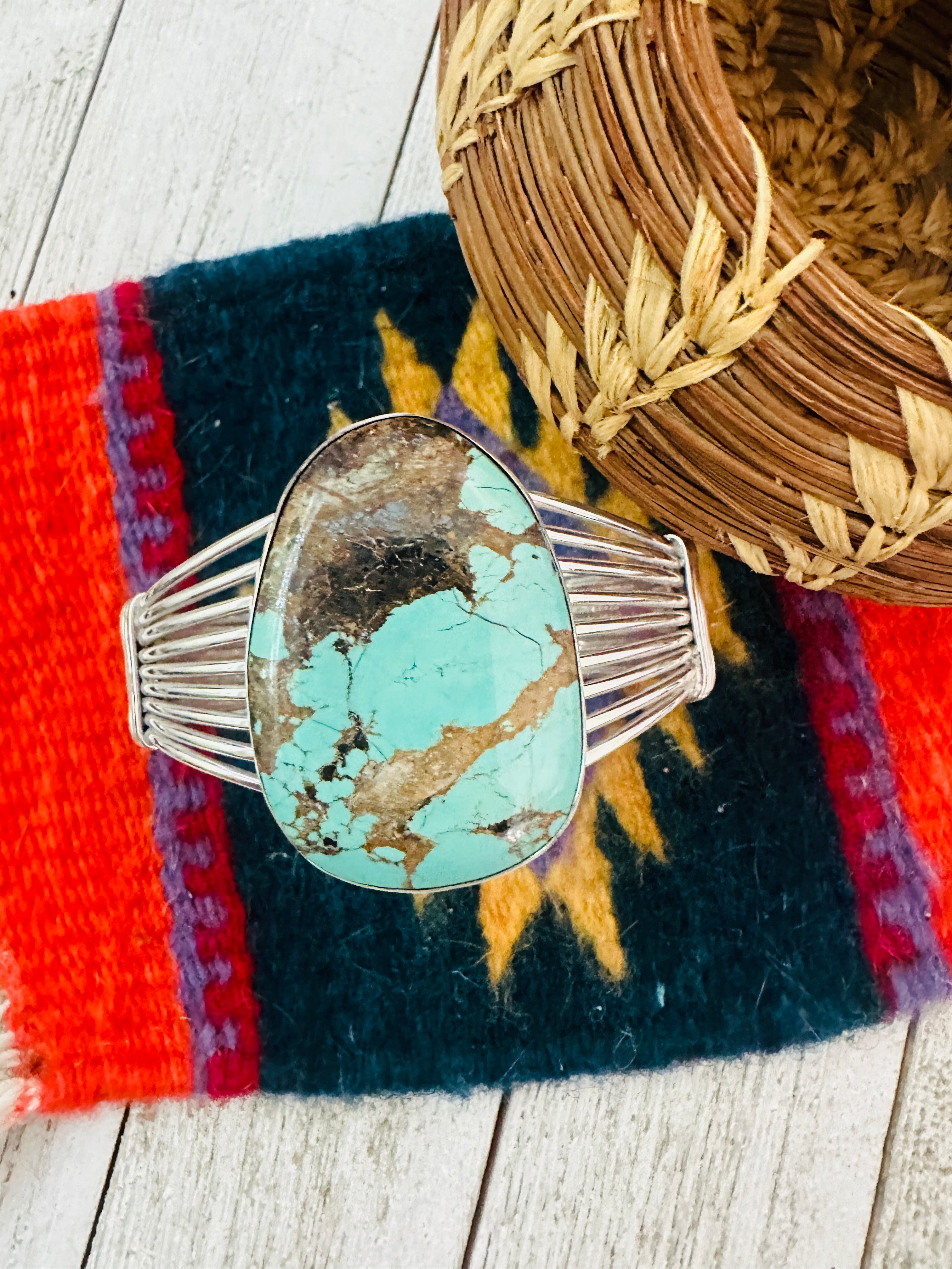 Navajo Royston Turquoise & Sterling Silver Cuff Bracelet