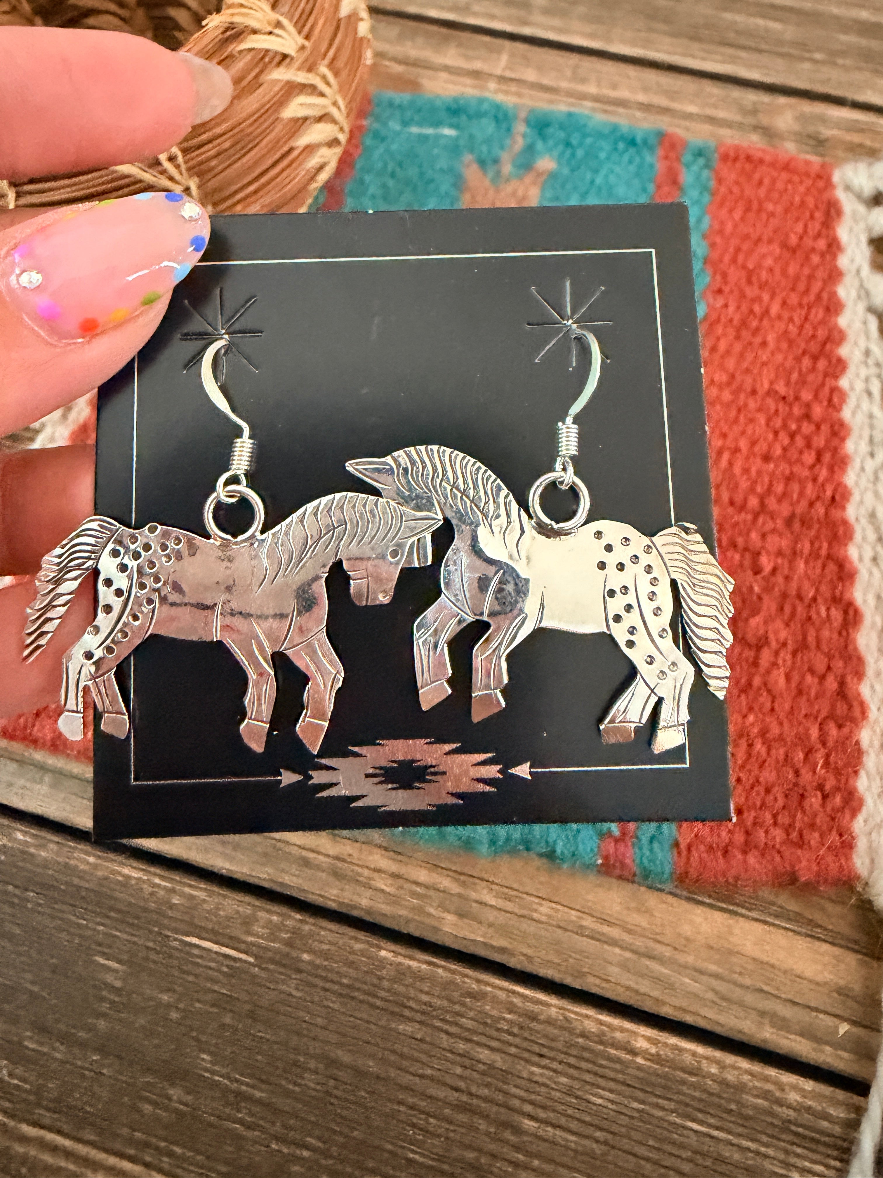 Handcrafted Sterling Silver Horse Dangle Earrings