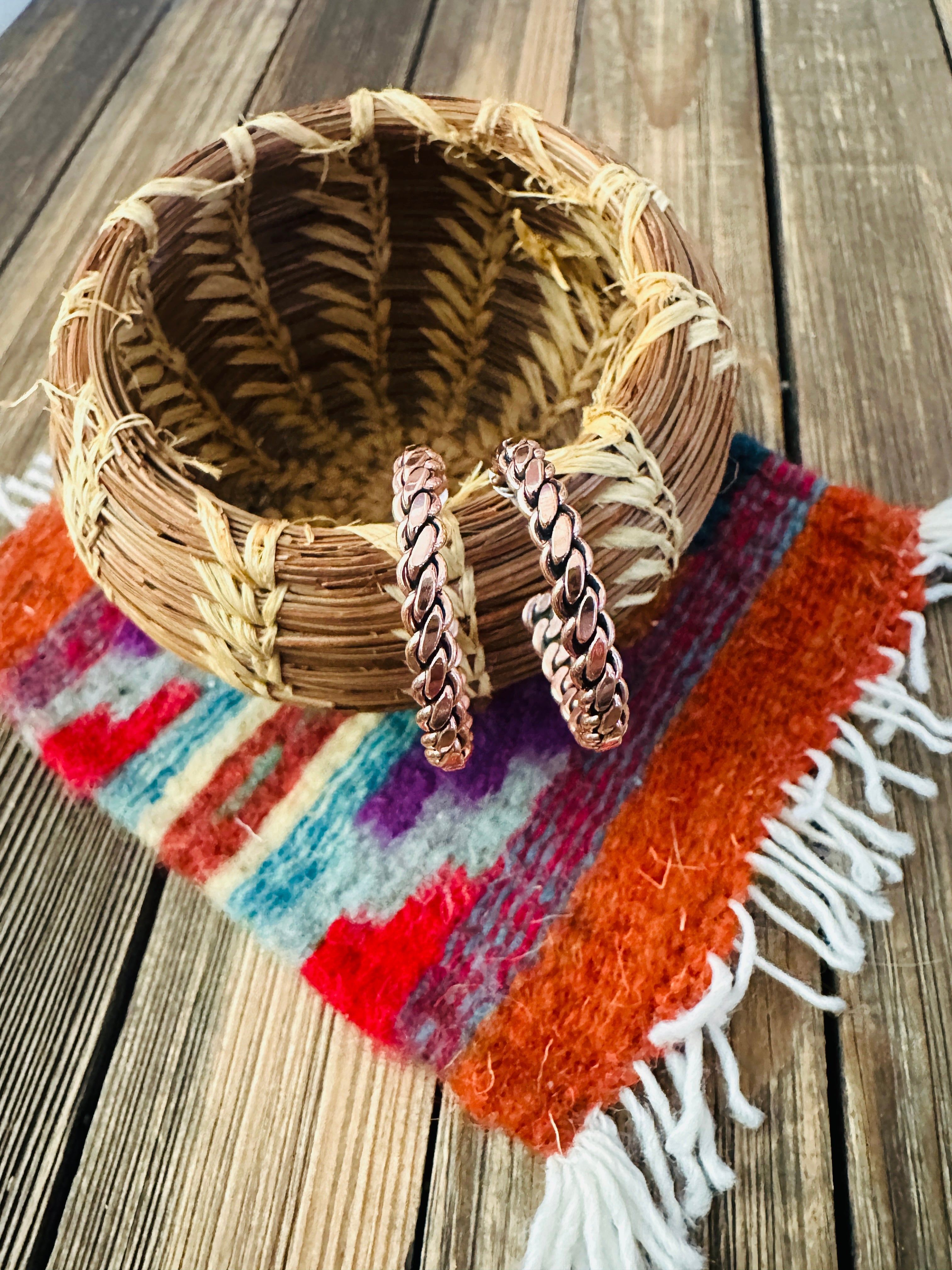 Handcrafted Twisted Copper Hoop Earrings