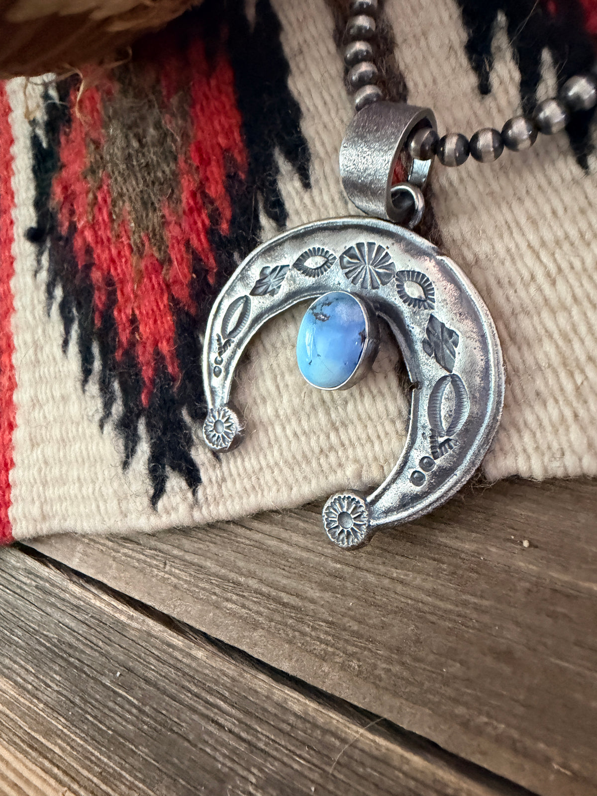 Handcrafted Sterling Silver & Golden Hills Turquoise Naja Pendant by Kevin Billah