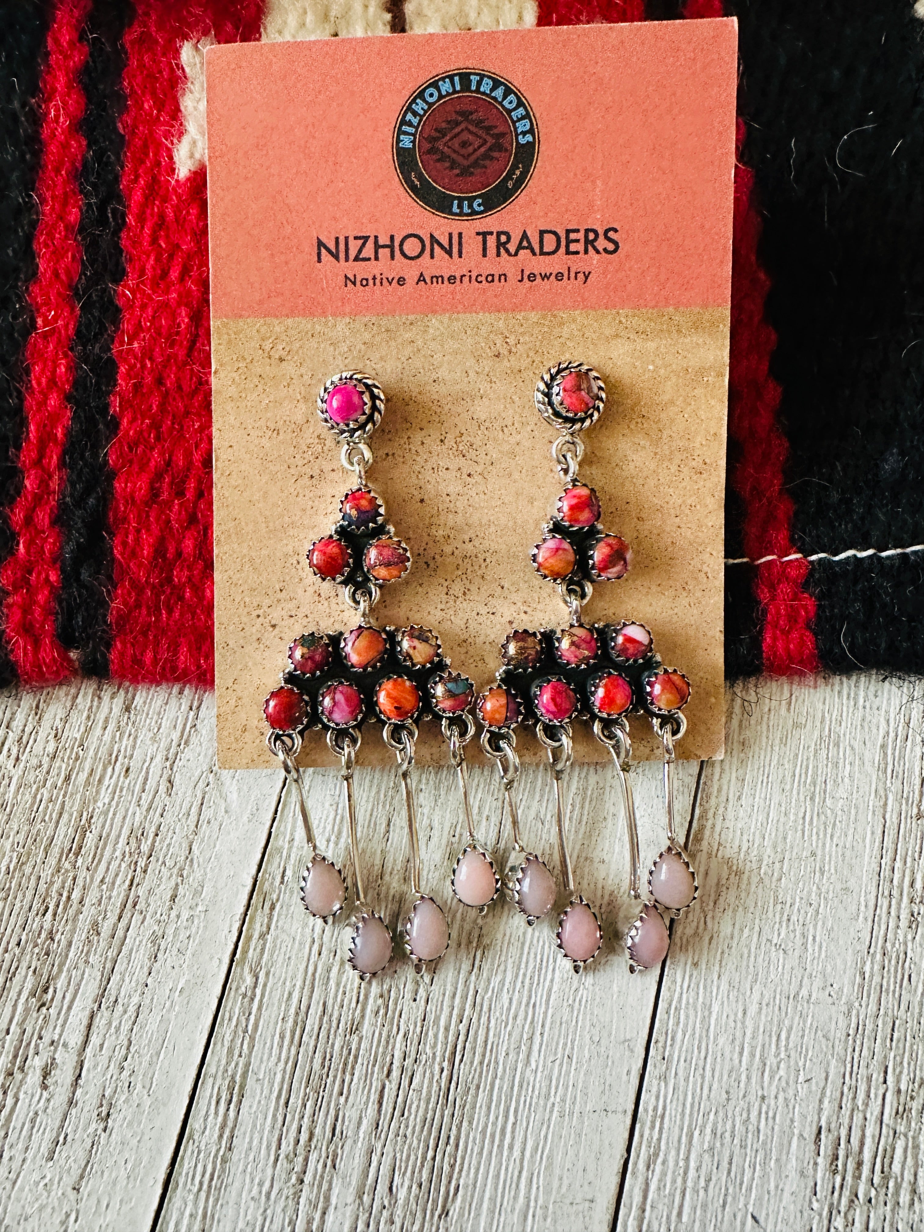 Handmade Pink Dream, Pink Opal & Sterling Silver Chandelier Dangle Earrings by Nizhoni