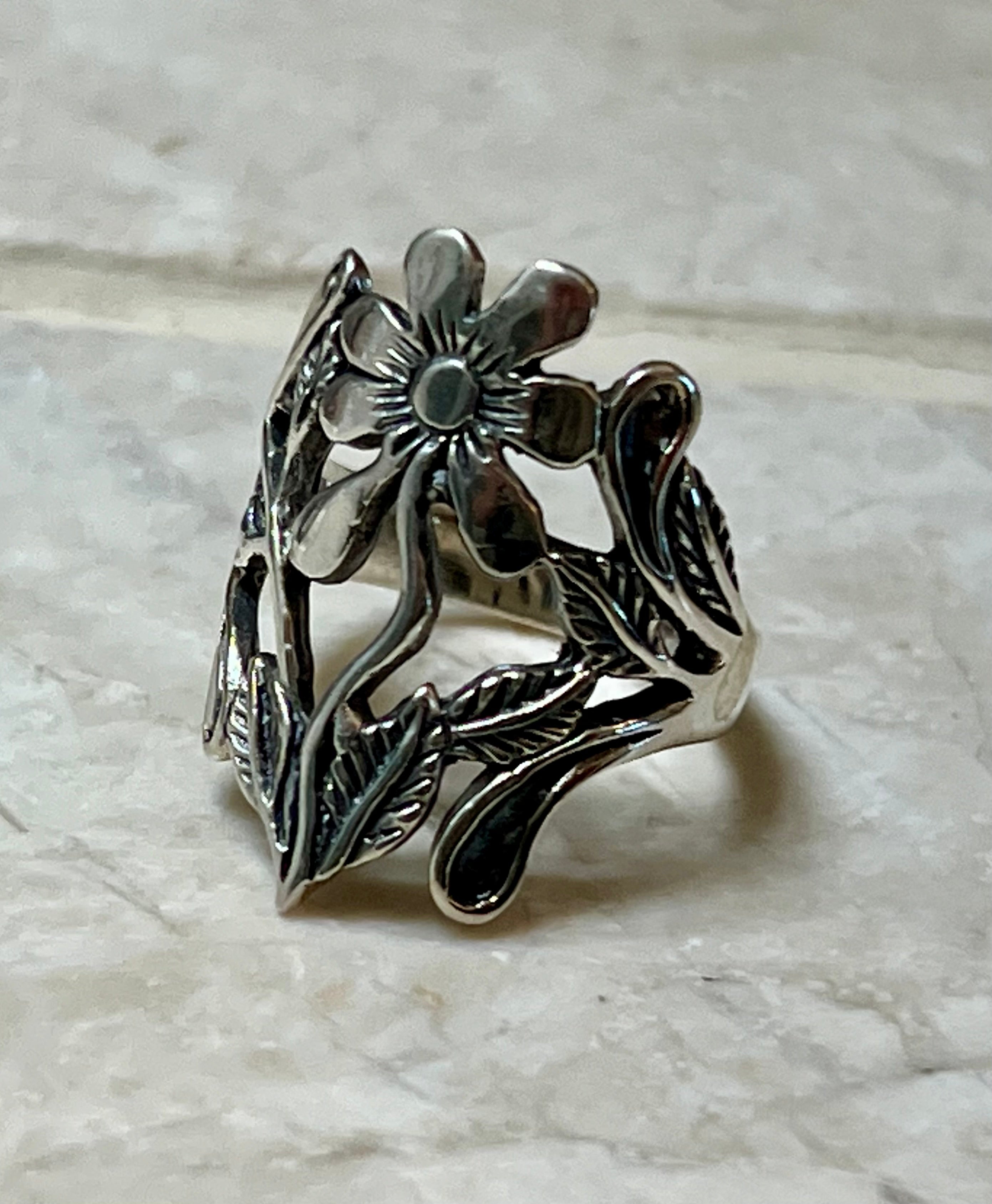 Rising Flower Sterling Silver Ring