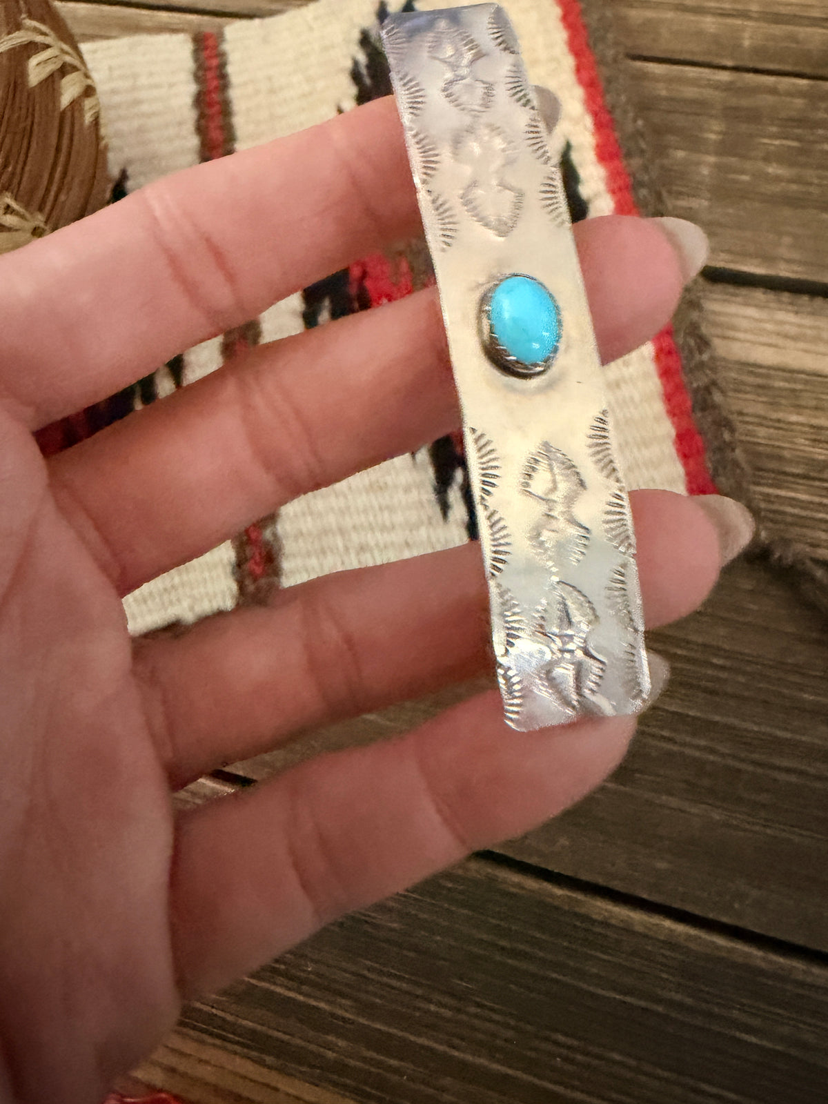 Old Pawn Handcrafted Turquoise & Sterling Silver Hair Barrette