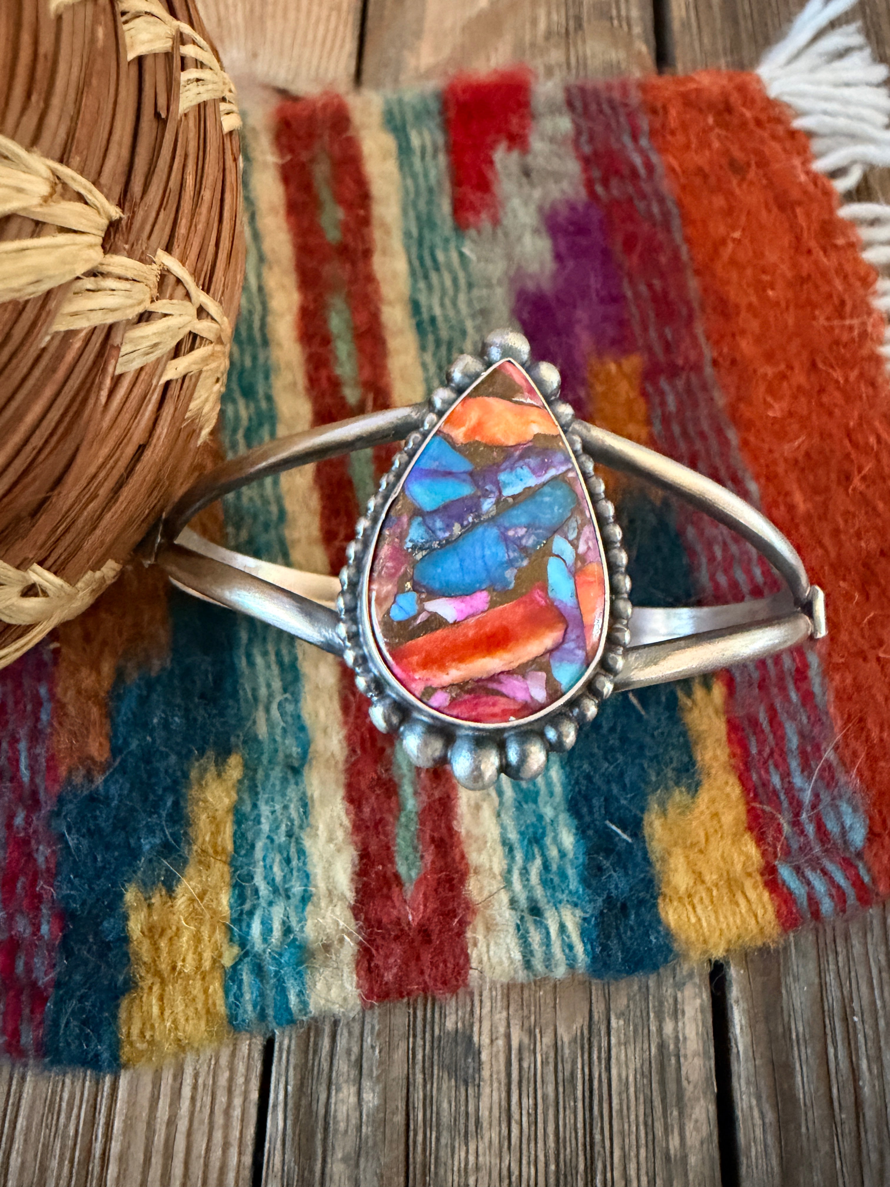 Handcrafted Pink Dream Mojave & Sterling Silver Cuff Bracelet