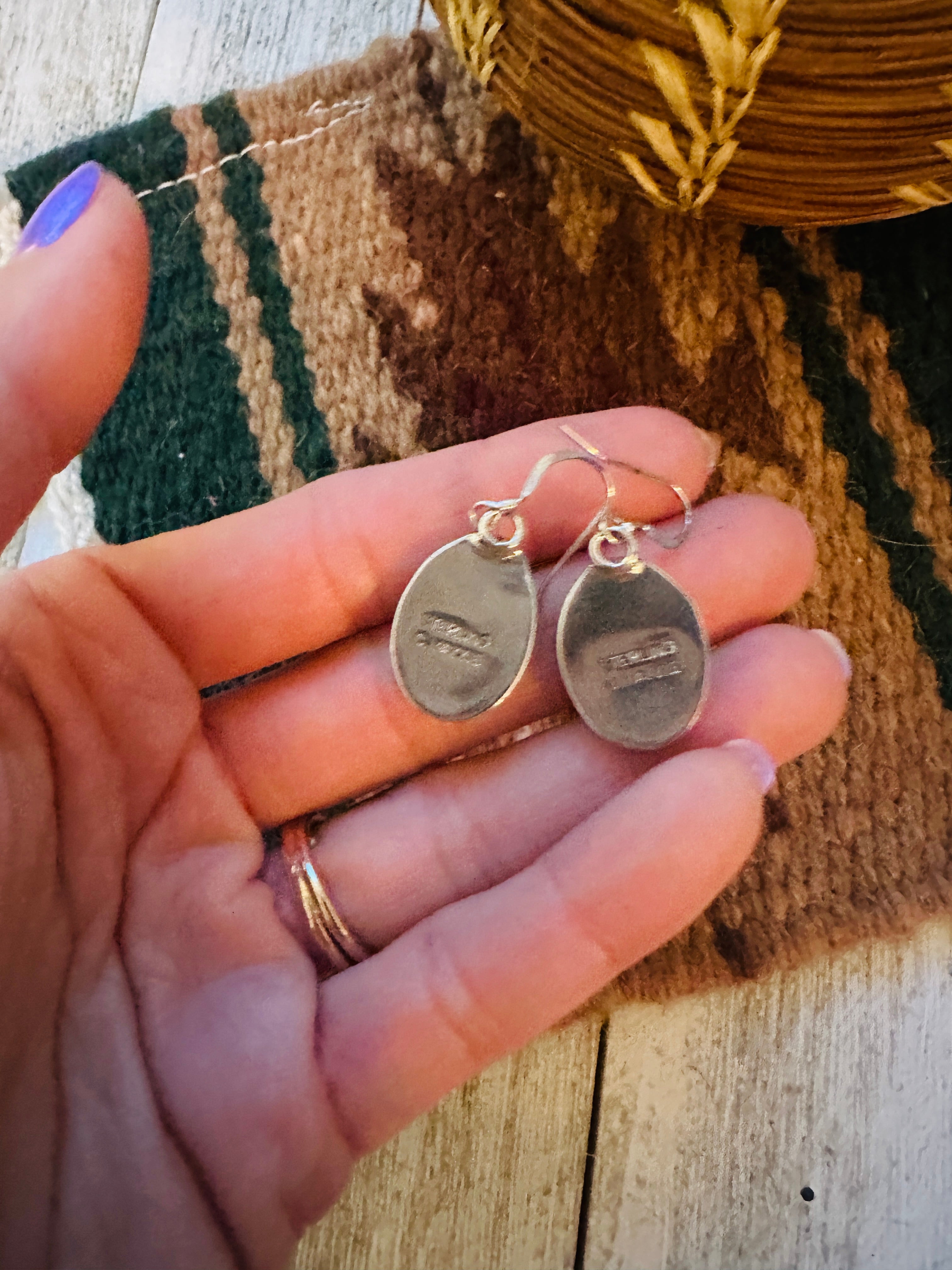 Navajo Onyx & Sterling Silver Dangle Earrings