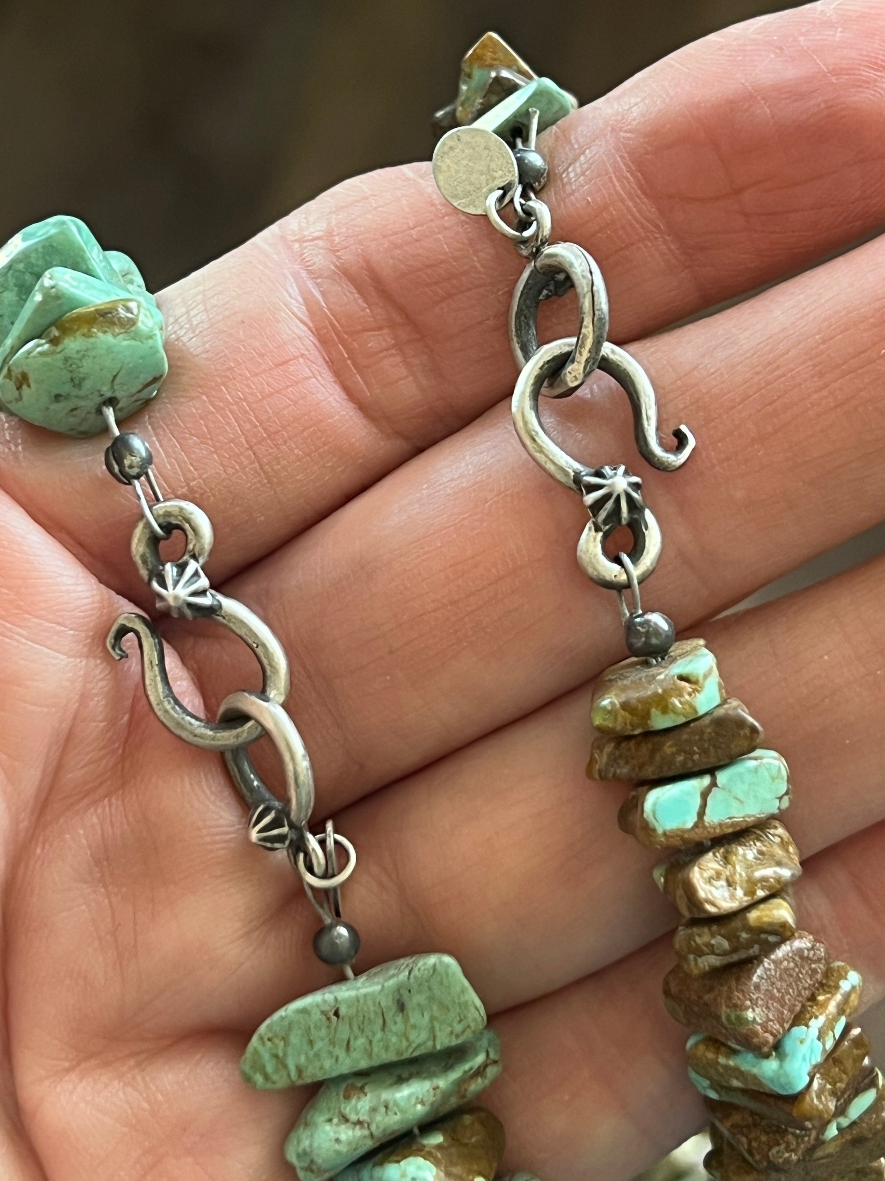 Handcrafted Turquoise & Sterling Silver Chunky Beaded Necklace