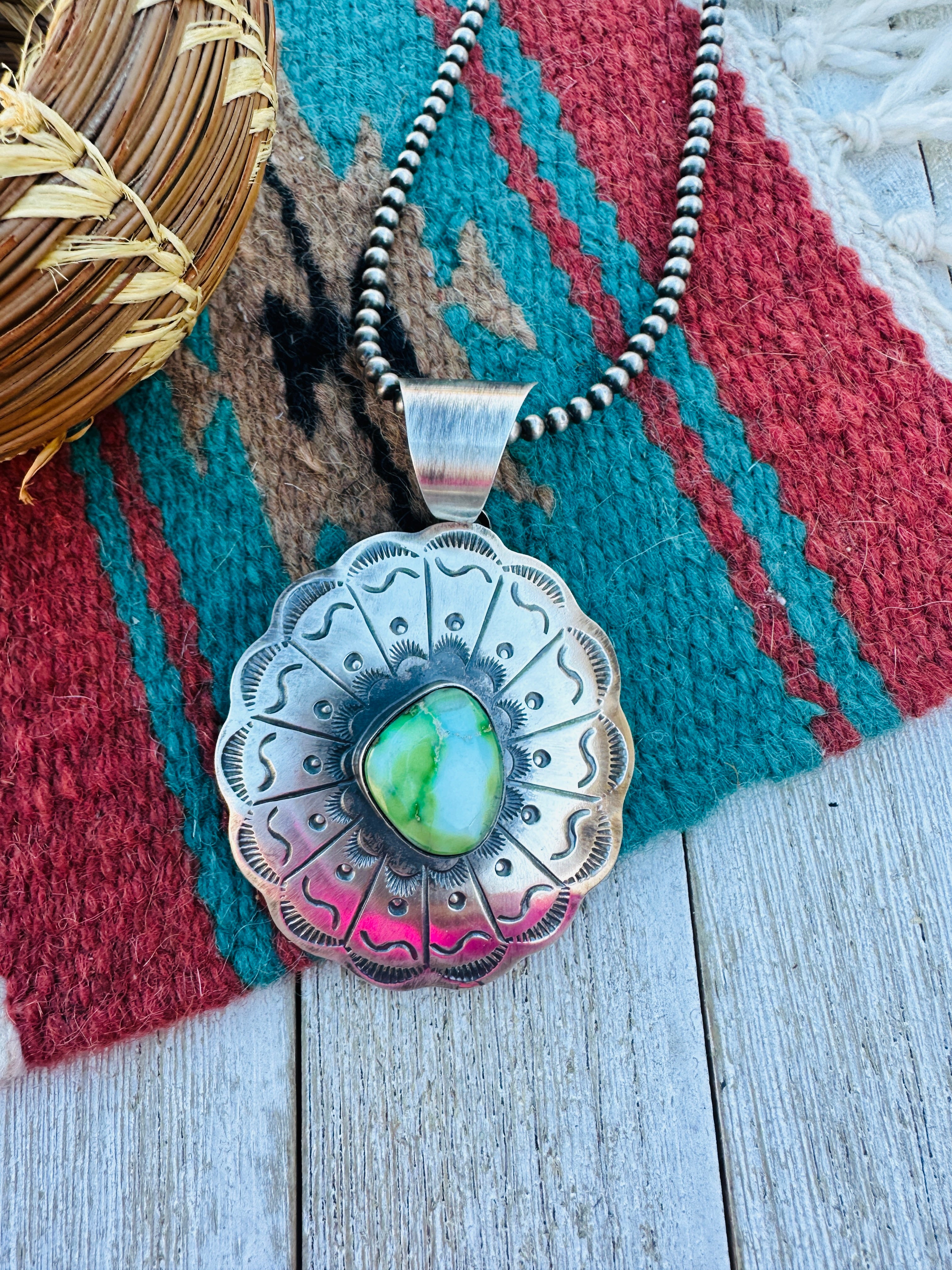 Handcrafted Sterling Silver & Sonoran Mountain Turquoise Pendant by Chimney Butte