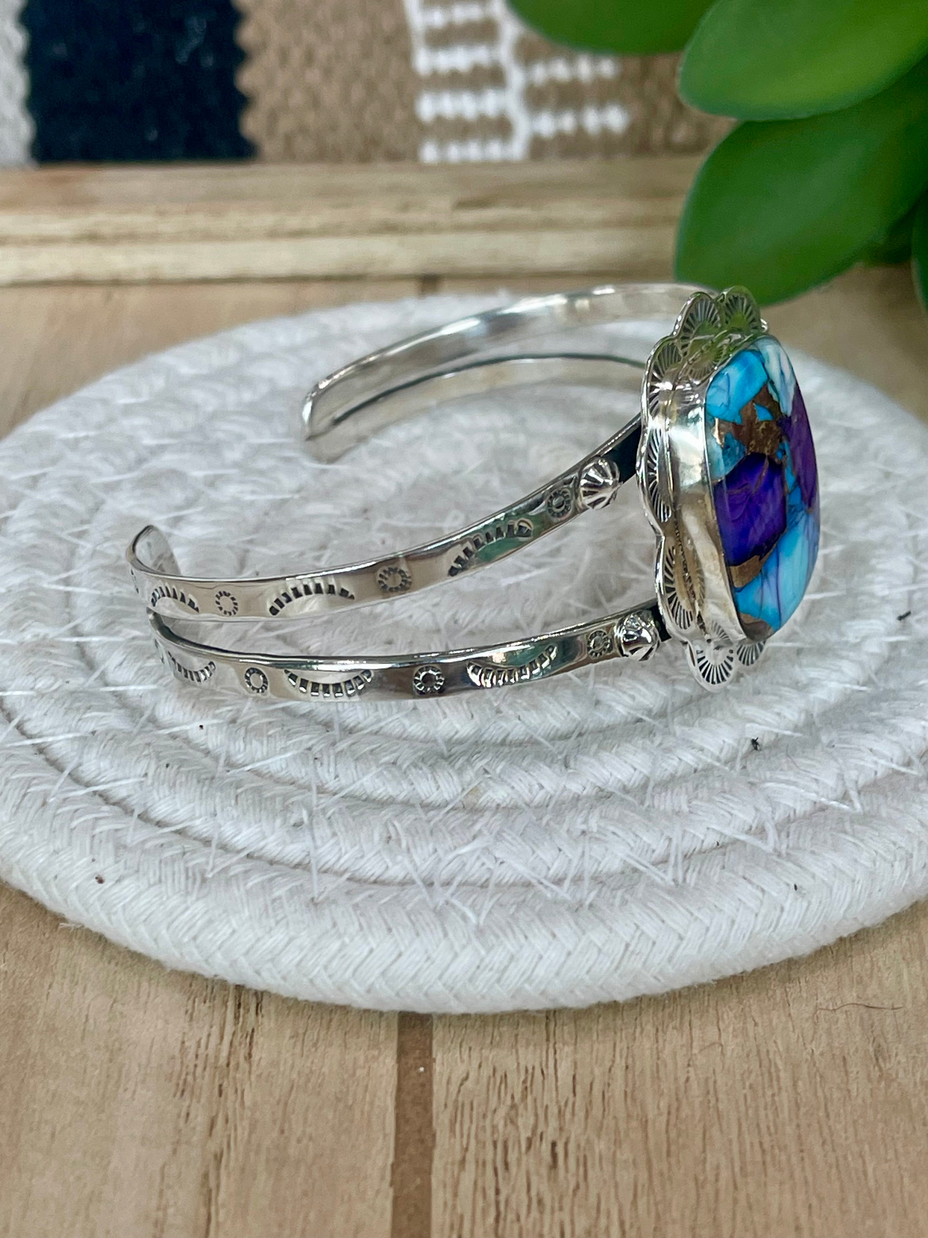 Handmade Purple Dream Mojave & Sterling Silver Cuff Bracelet