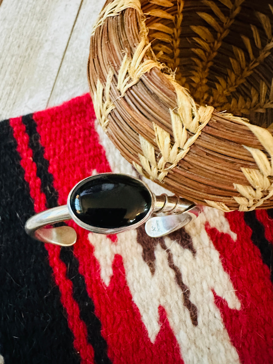 Handcrafted Sterling Silver & Black Onyx Cuff Bracelet