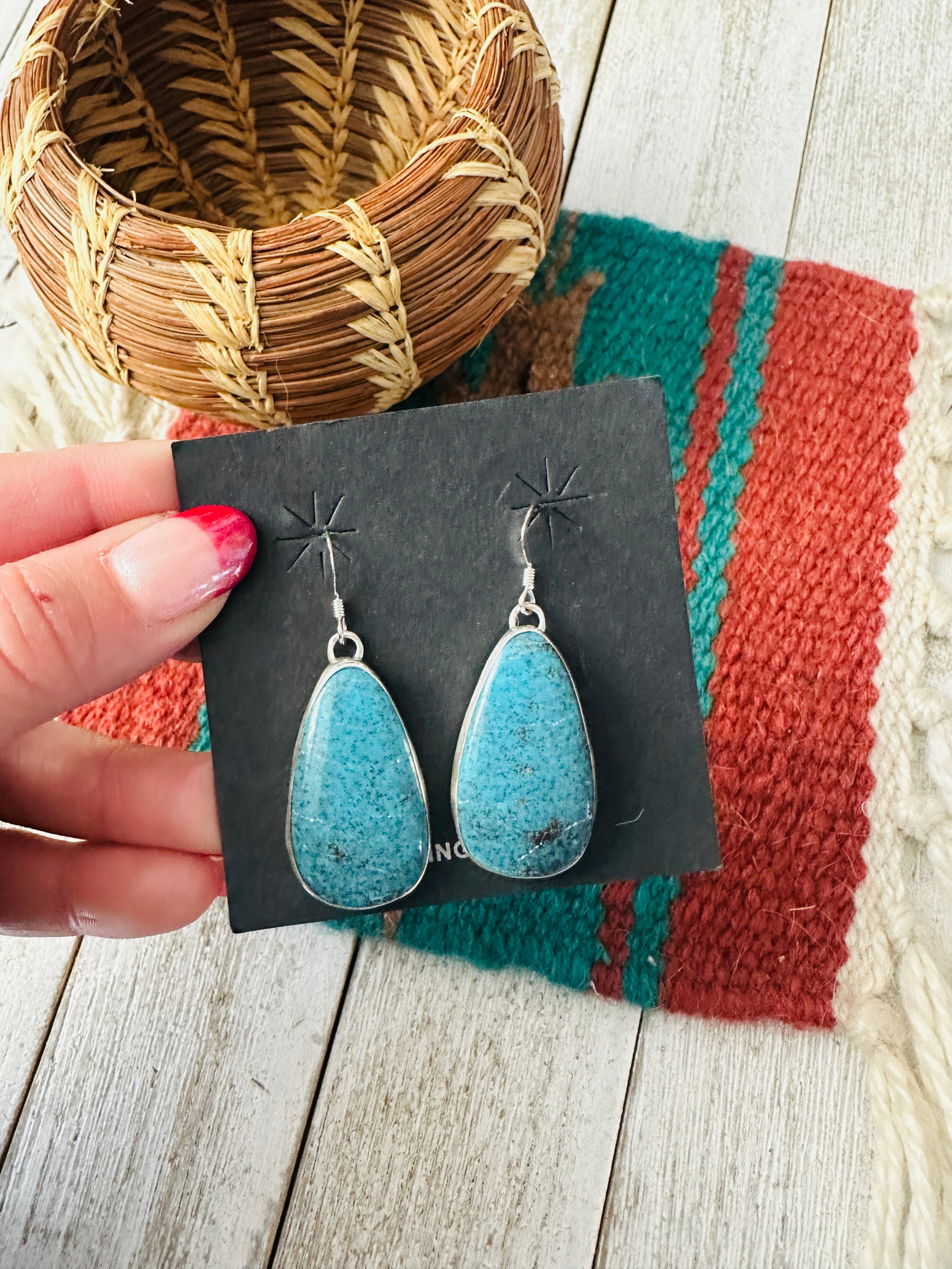 Navajo Turquoise & Sterling Silver Dangle Earrings