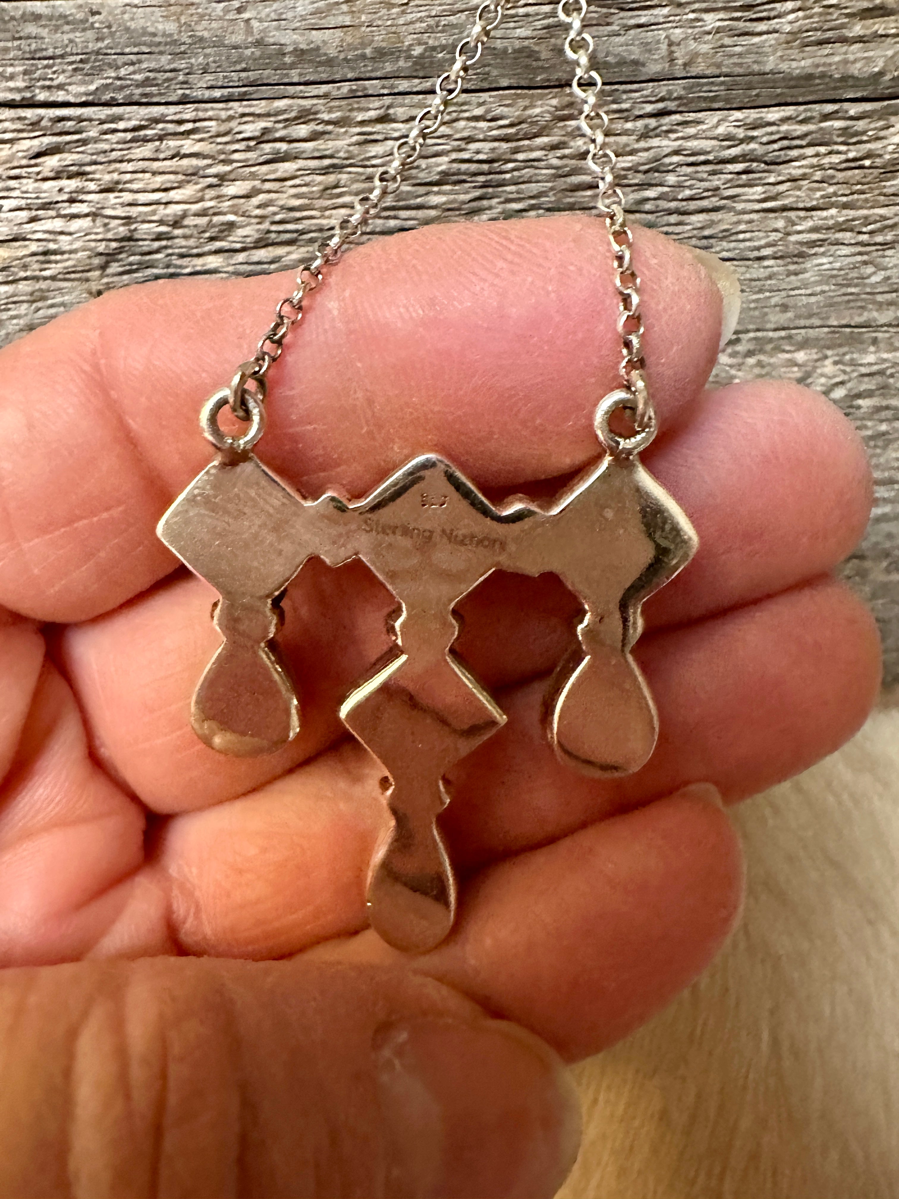 Handmade Golden Hills & Pink Conch Sterling Silver Necklace