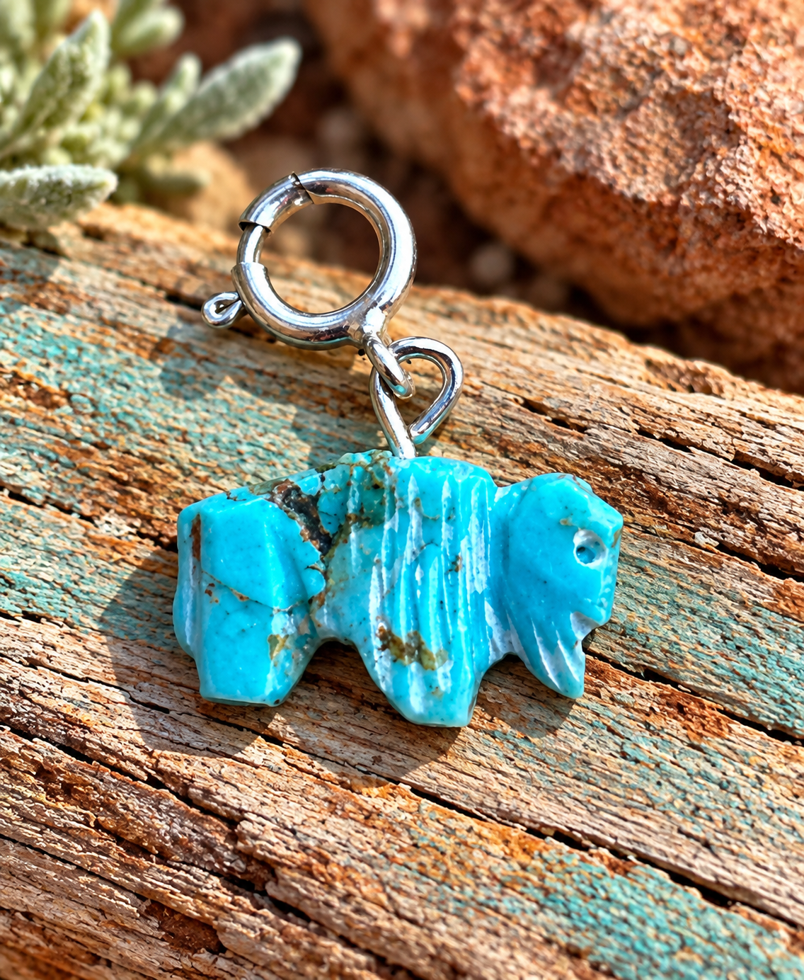 Handcrafted Turquoise Buffalo Charm