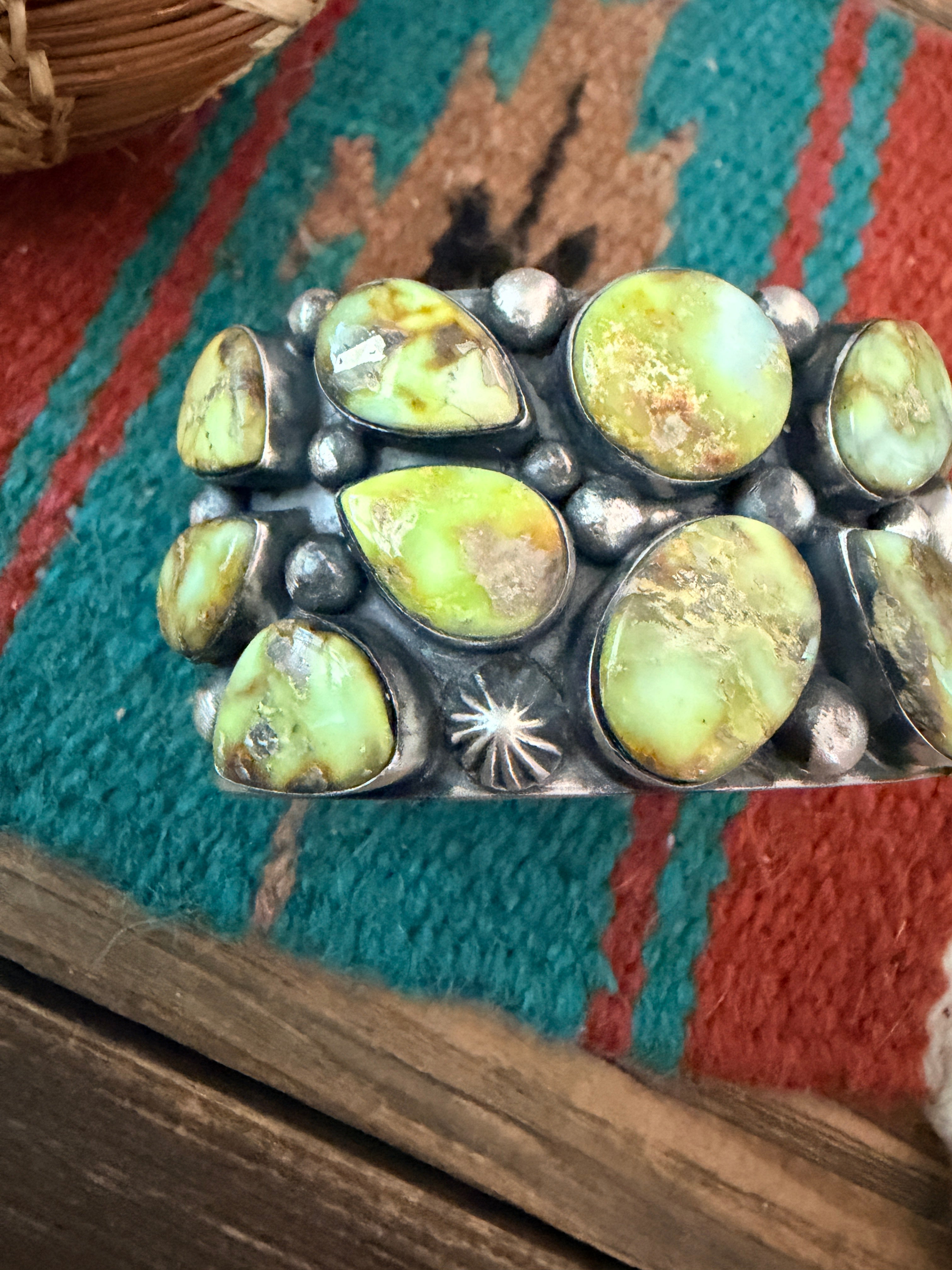 Handcrafted Palomino Turquoise & Sterling Silver Cuff Bracelet by Chimney Butte
