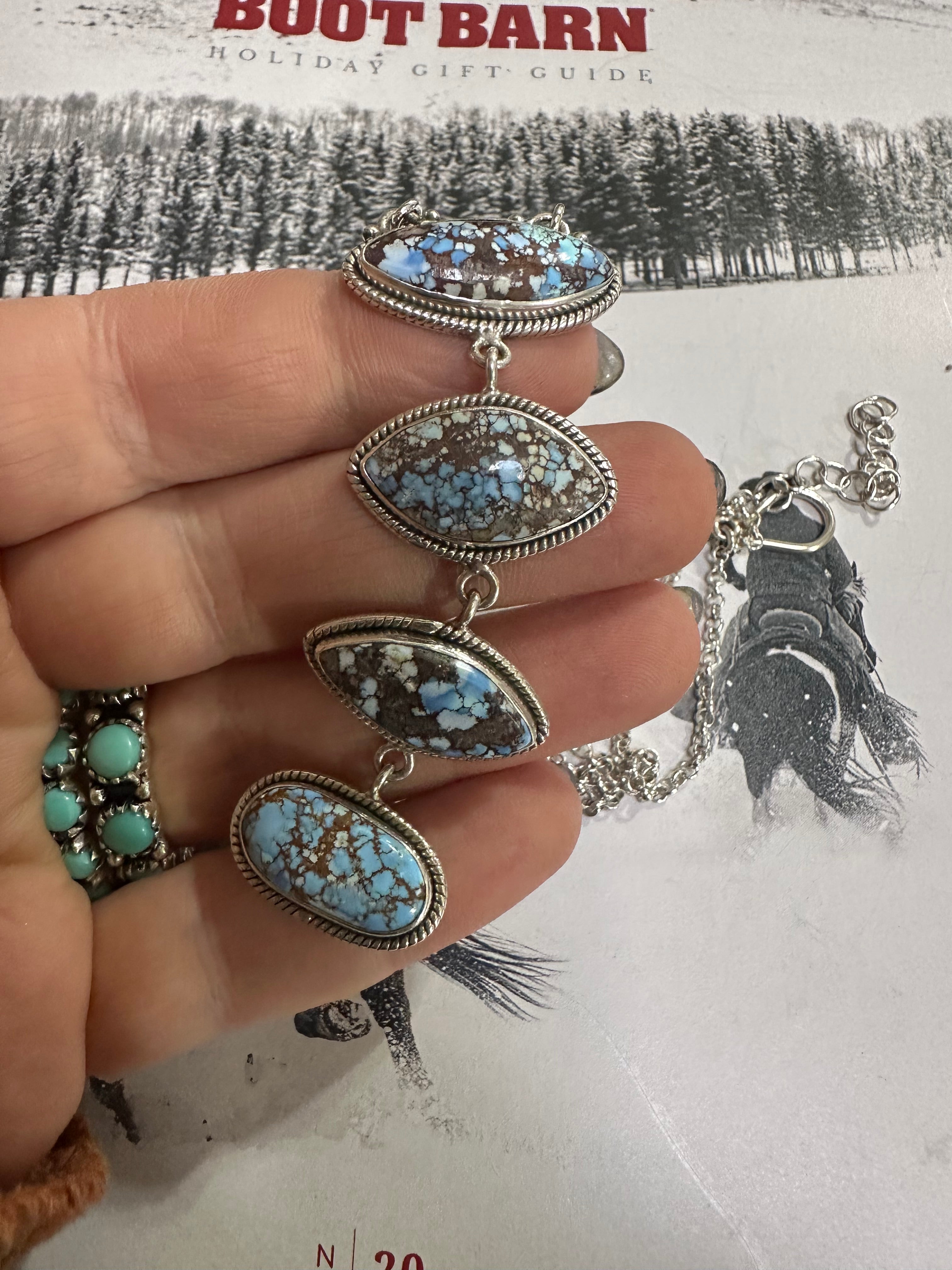 Handmade Sterling Silver Natural Golden Hills Necklace Signed Nizhoni