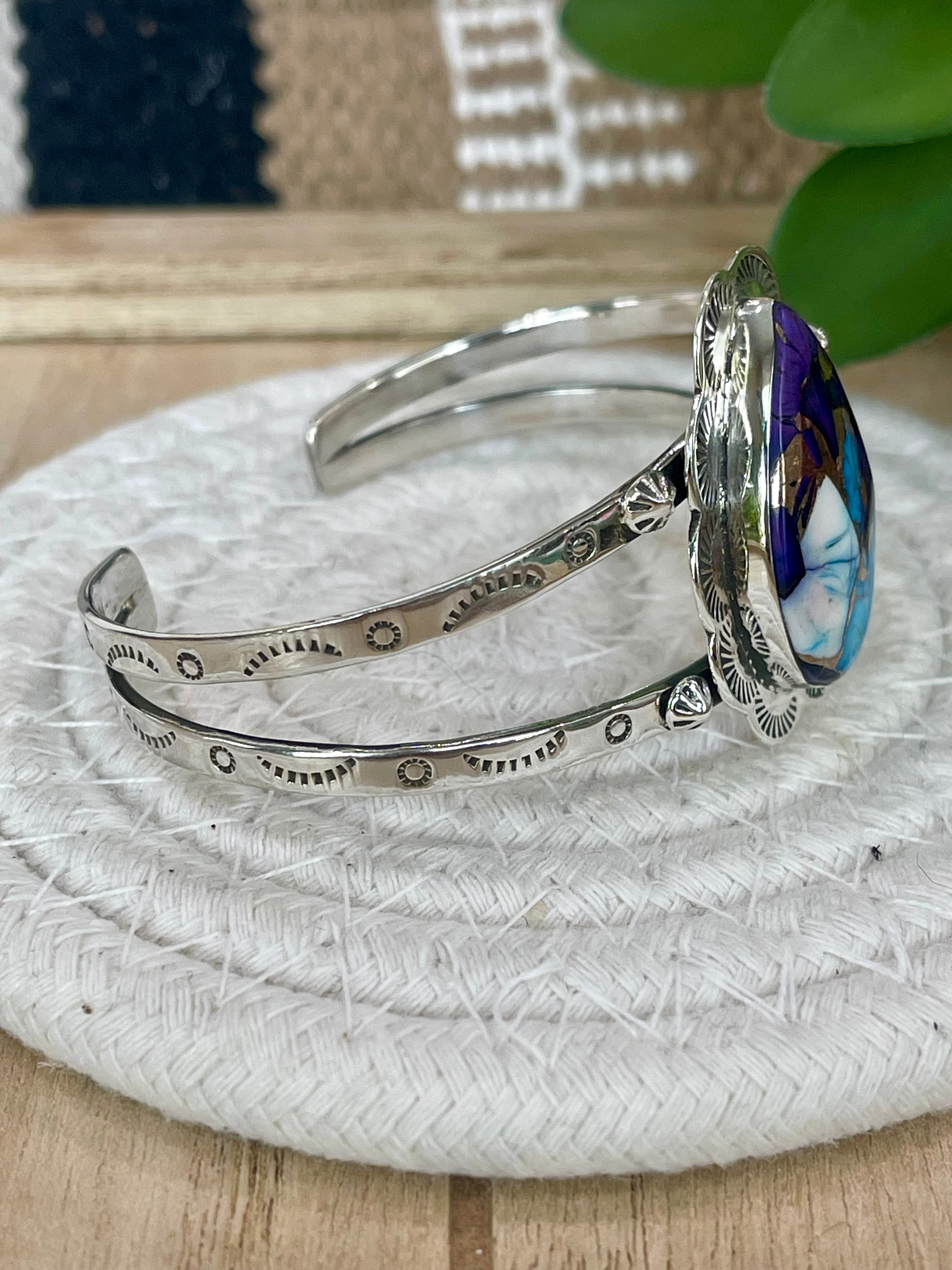 Handmade Purple Dream Mojave & Sterling Silver Cuff Bracelet