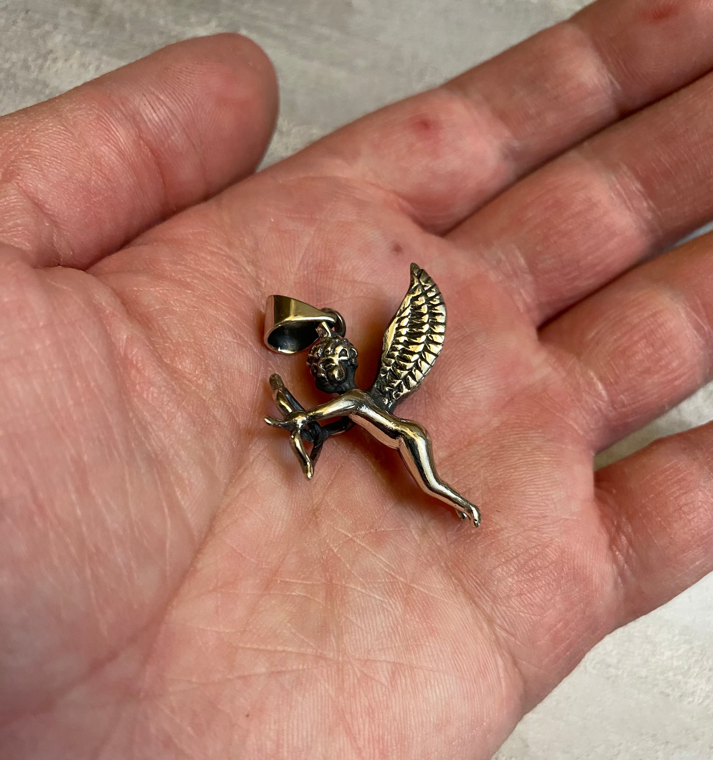 Sterling Silver Cupid Angel Pendant