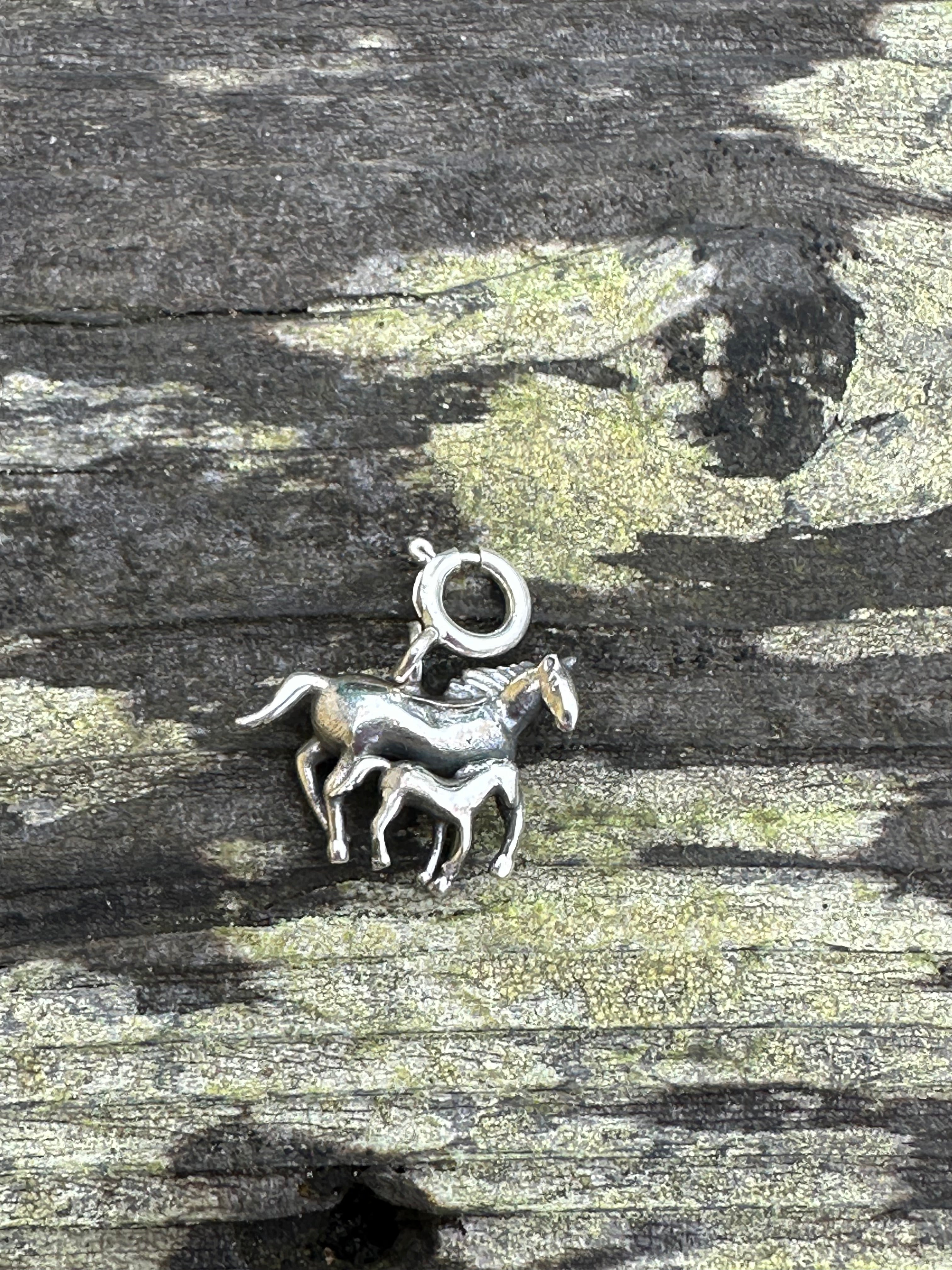 Sterling Silver Mare and Colt Pony Charm