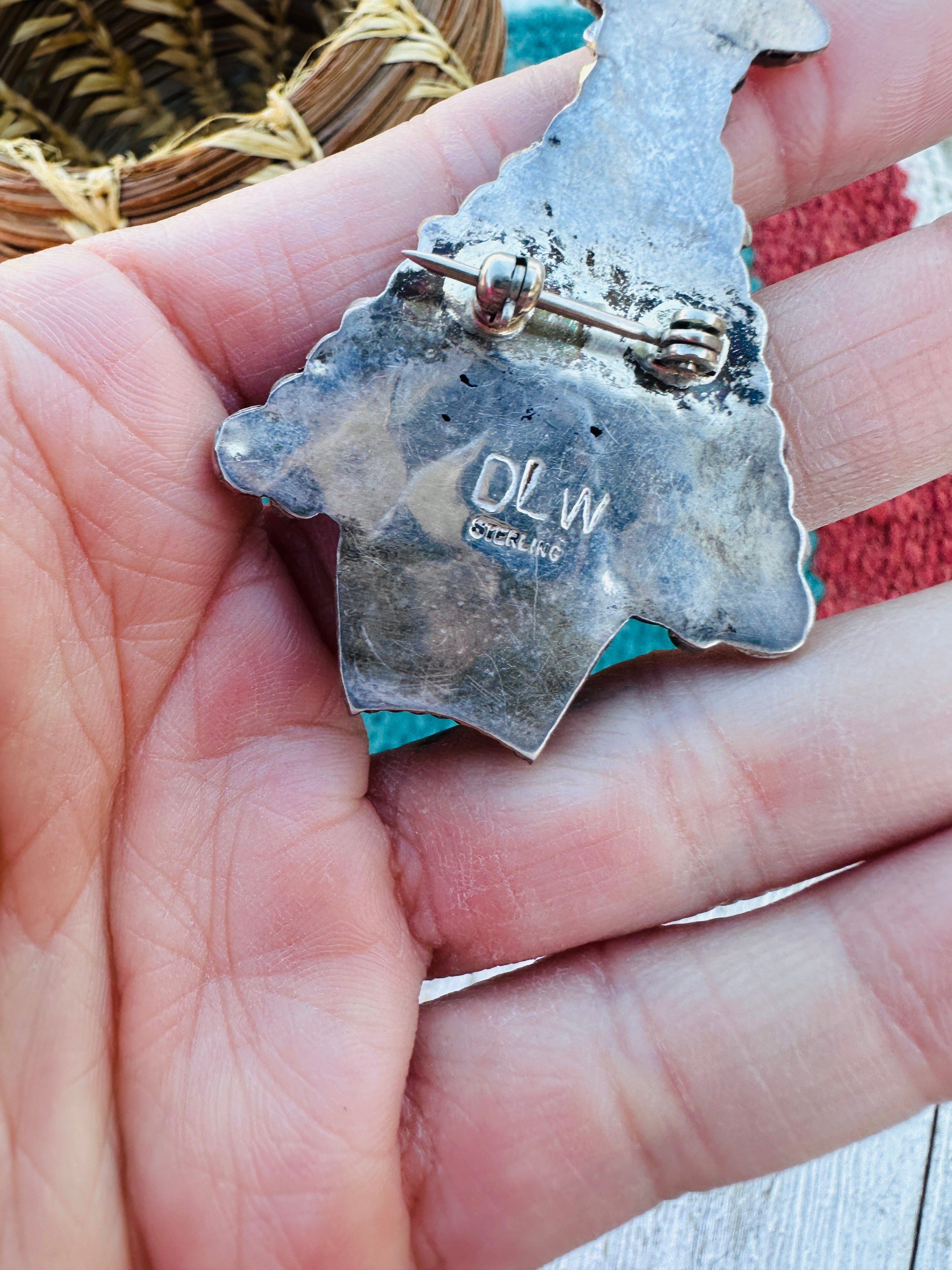 Handcrafted Old Pawn Sterling Silver & Multi Stone Christmas Tree Brooch